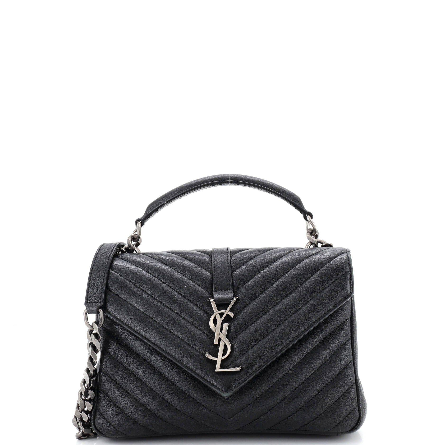 Classic Monogram College Bag Matelasse Chevron Leather Medium