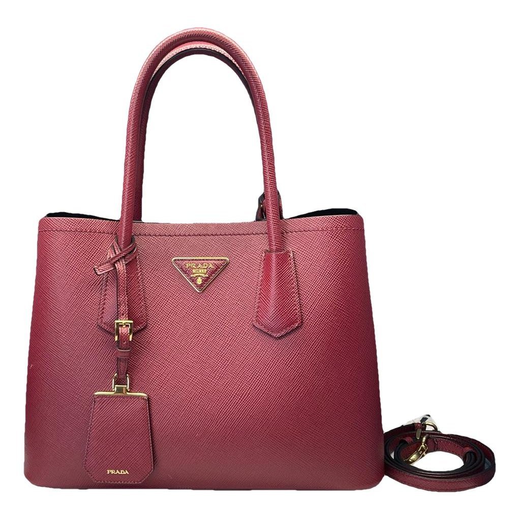 Double leather handbag