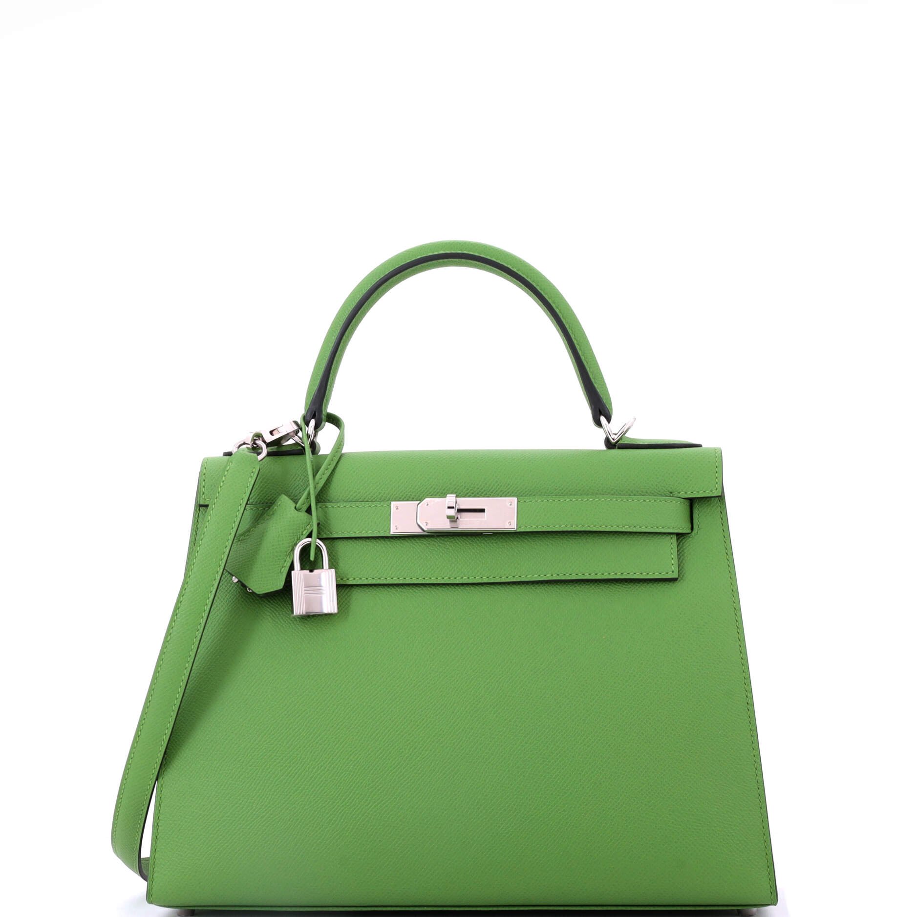 Hermes Kelly Handbag Vert Yucca Epsom with Palladium Hardware 28
