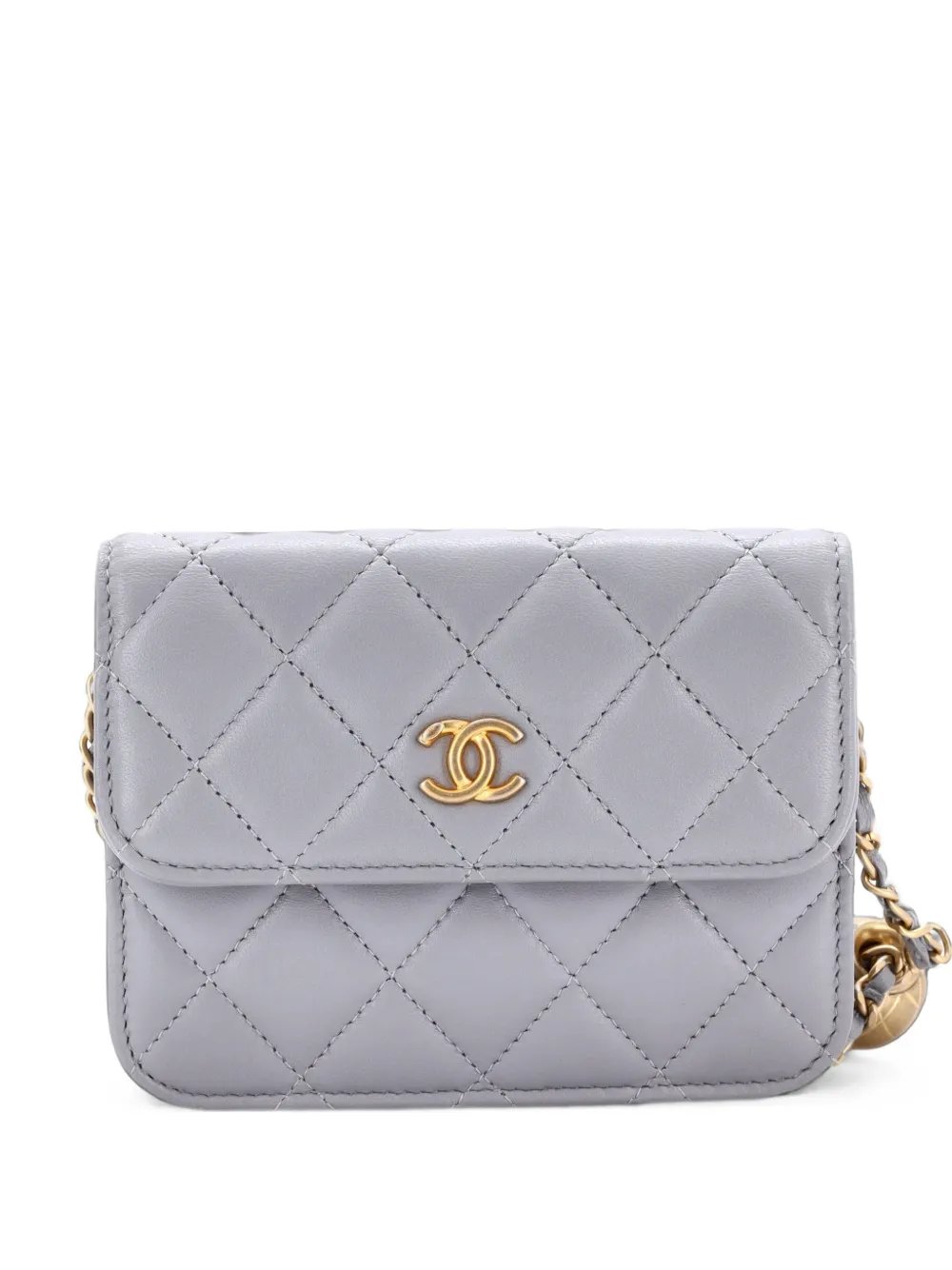Pearl Crush Flap Clutch with Chain Quilted Lambskin Mini crossbody bag