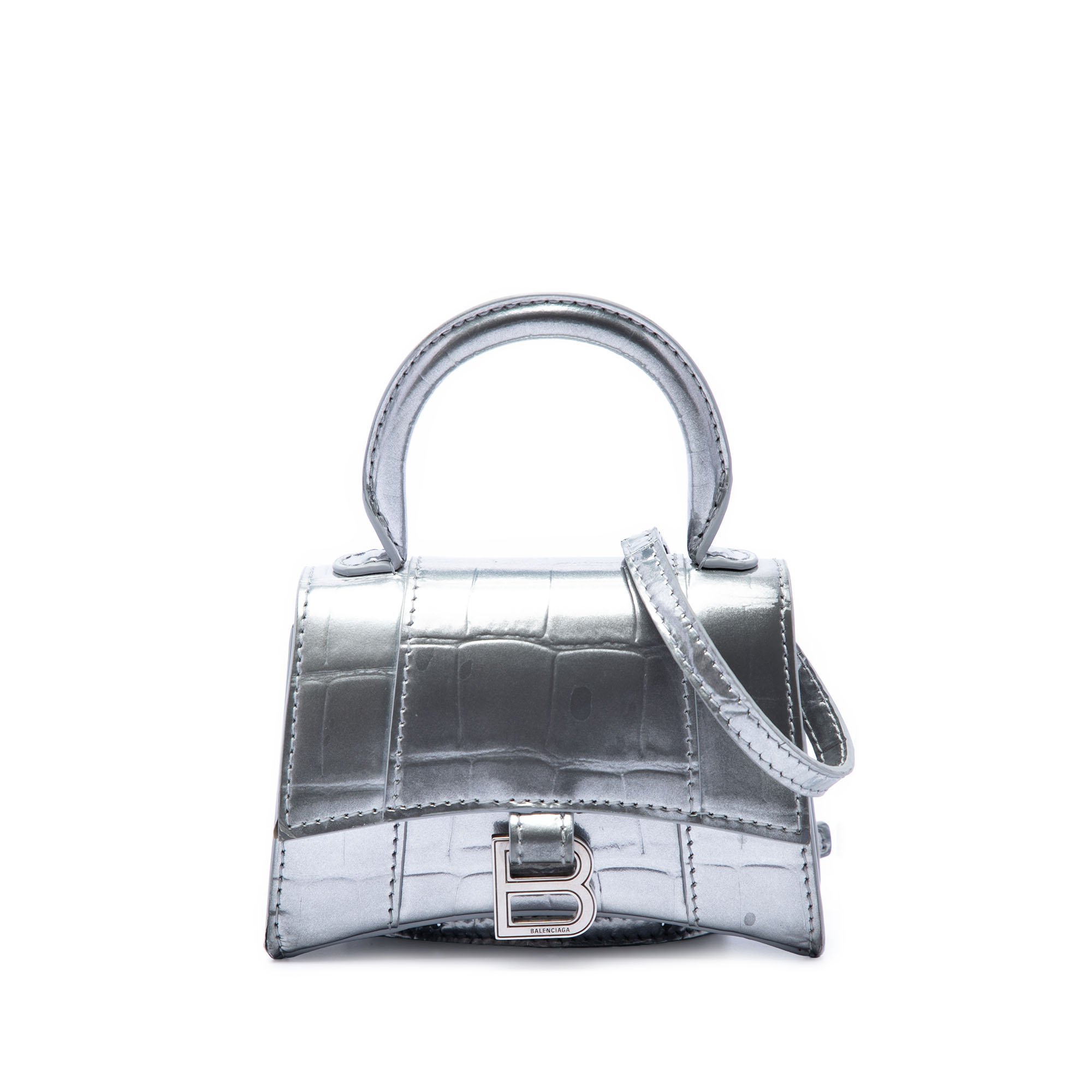 Hourglass leather handbag