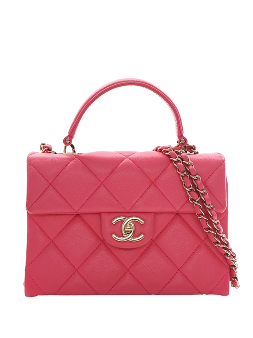 2021-2026 Mini Quilted Caviar Retro Twist Top Handle Bag satchel