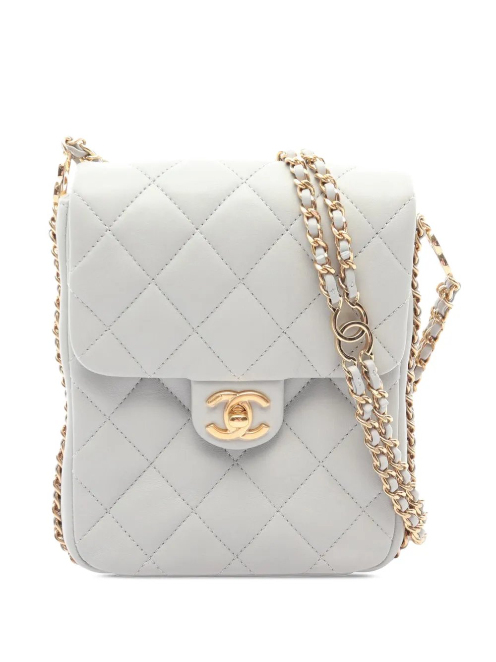 2021-2026 CC Quilted Lambskin Phone Holder with Chain crossbody bag