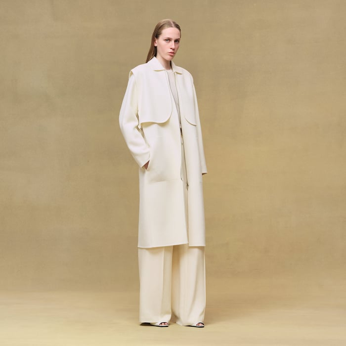 Blanc Naturel Long Storm Flap Coat