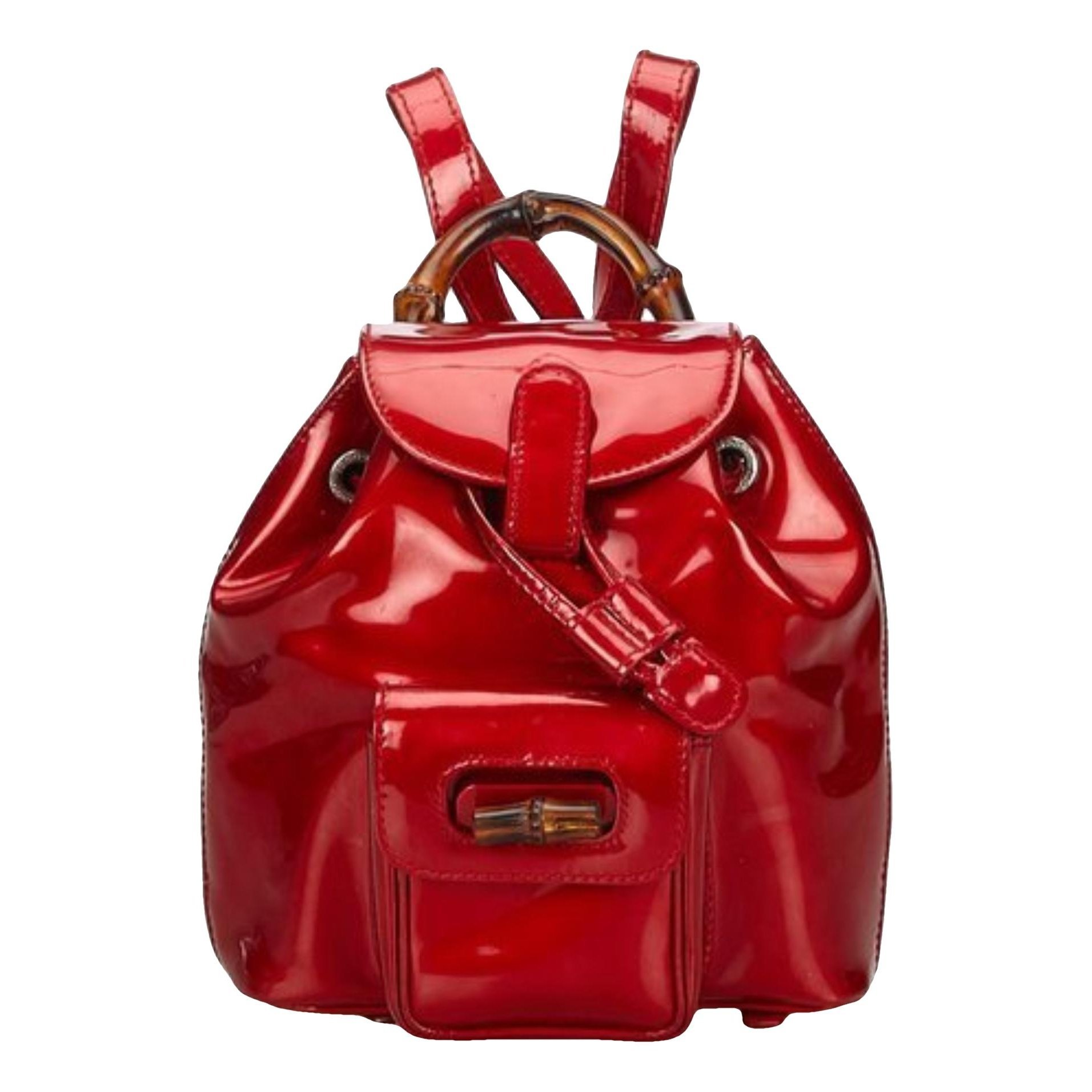 Vintage Bamboo patent leather backpack