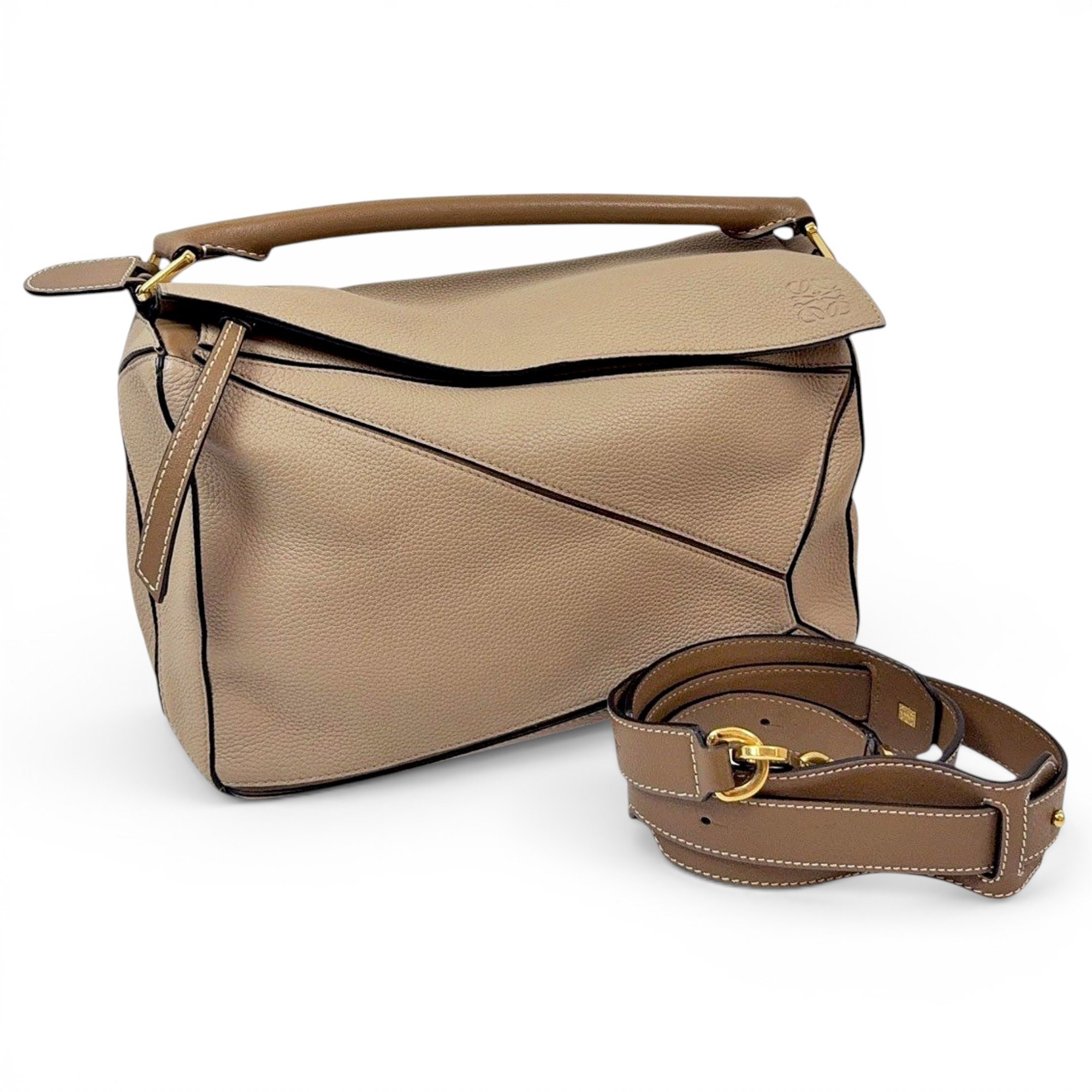 Puzzle leather handbag