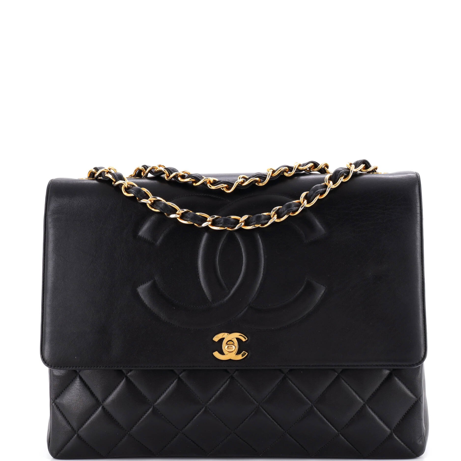 Vintage Timeless CC Flap Bag Quilted Lambskin Large