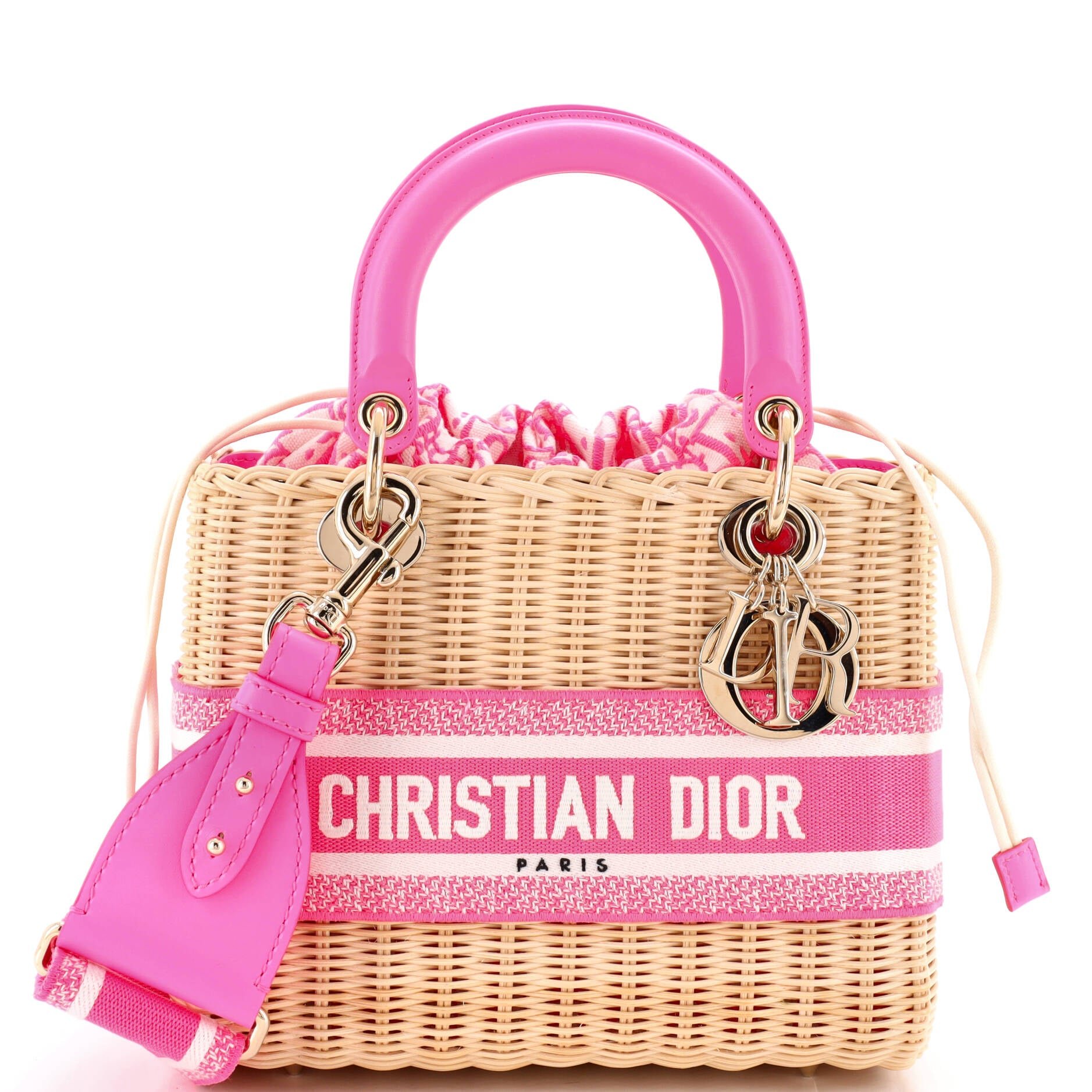 Lady Dior Bag Wicker and Oblique Canvas Medium