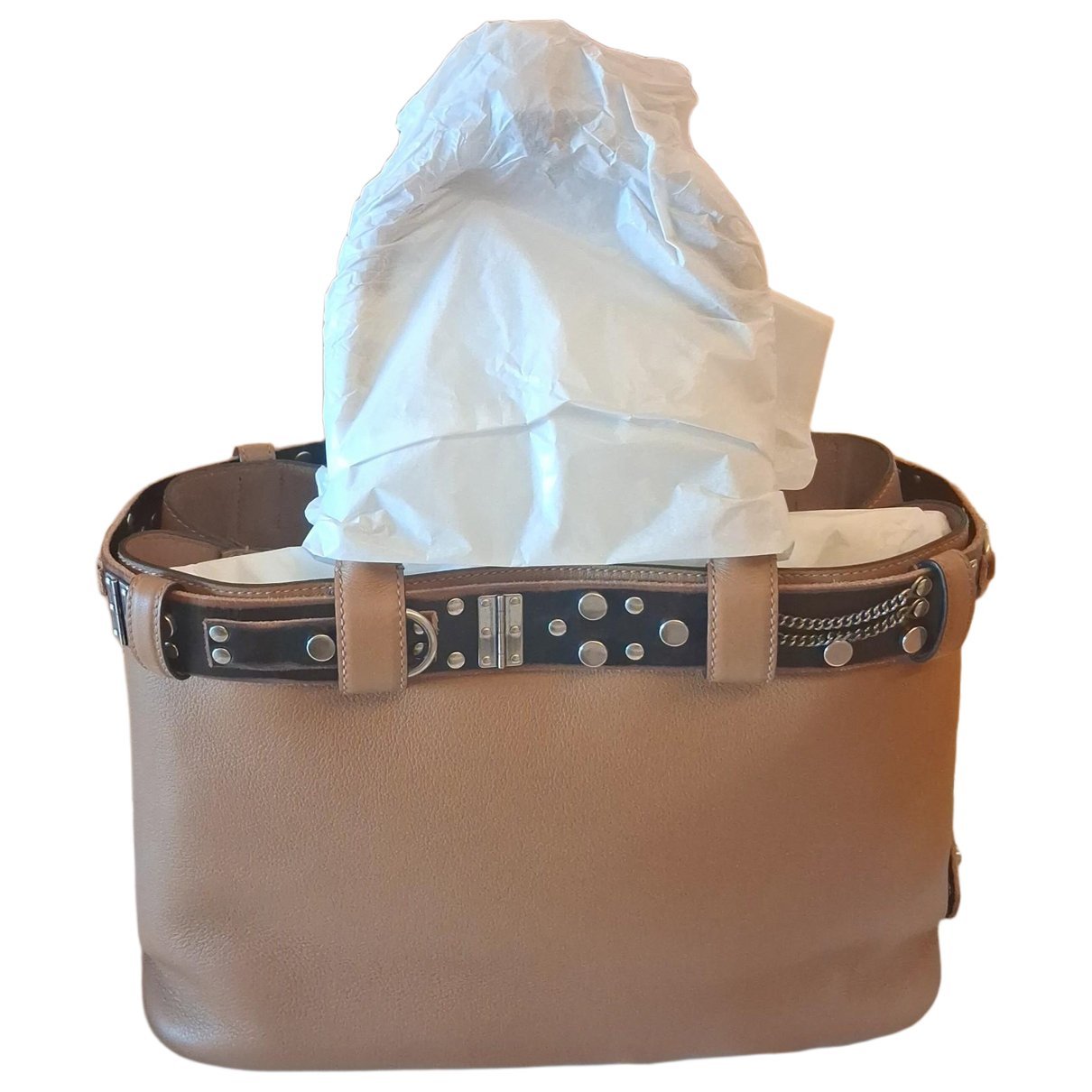 Buckle leather tote