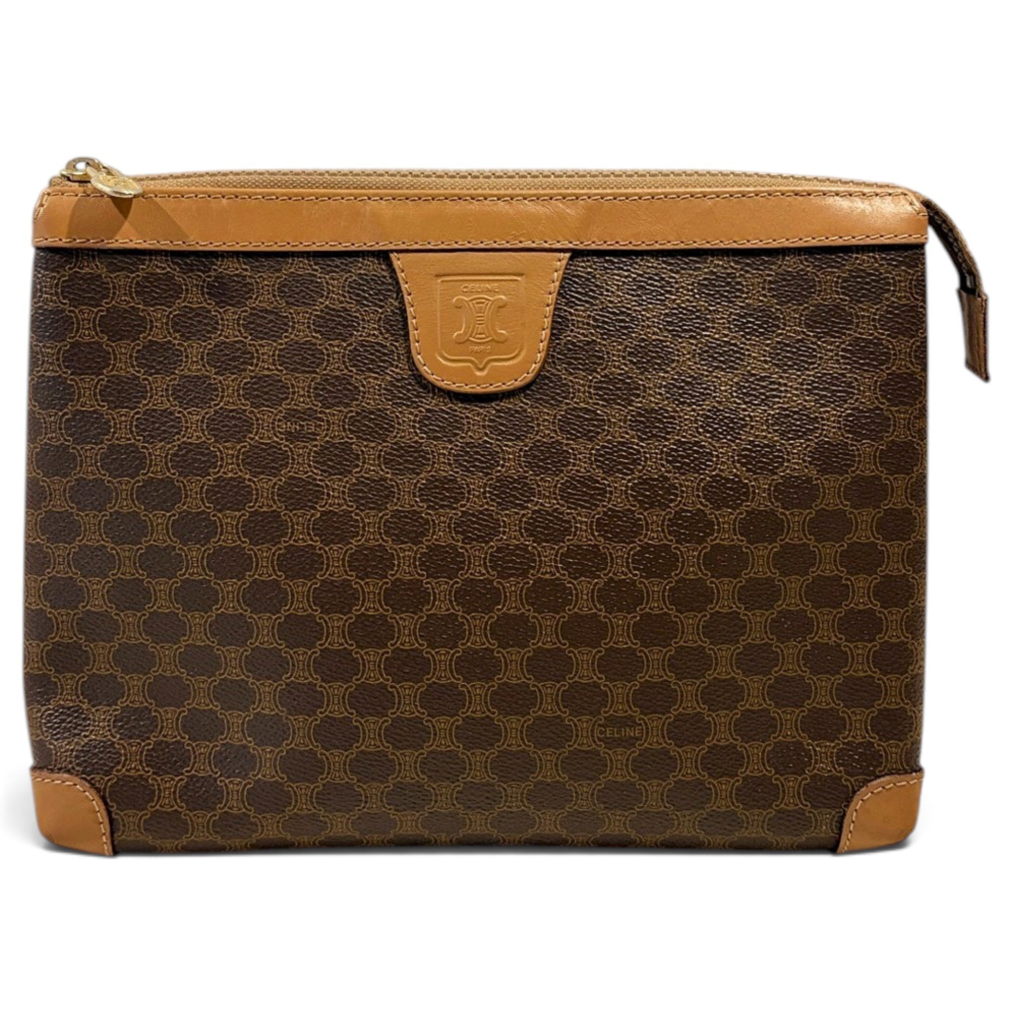 Triomphe Vintage leather clutch bag