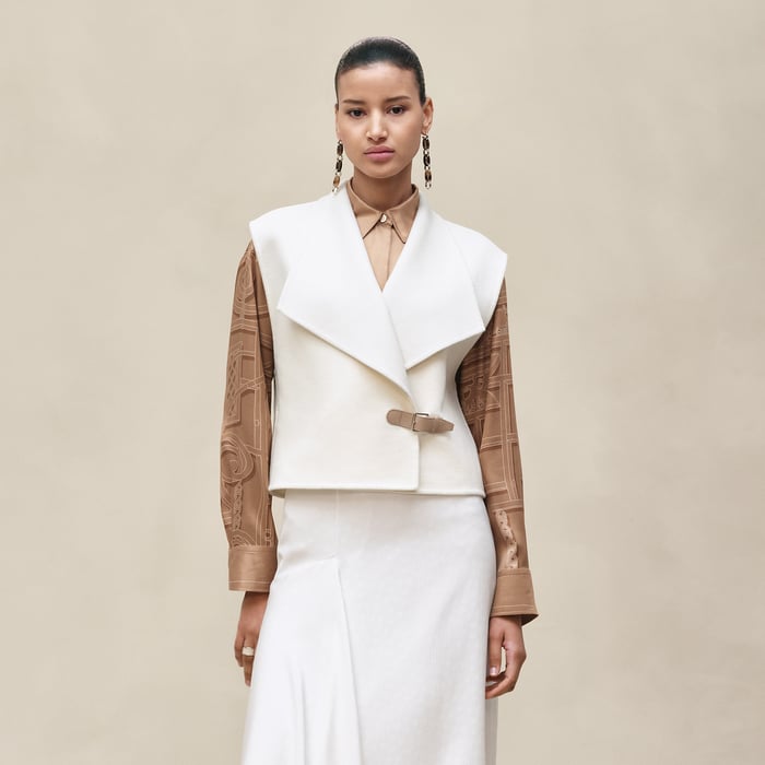Blanc Naturel Cashmere Sleeveless Short Vest