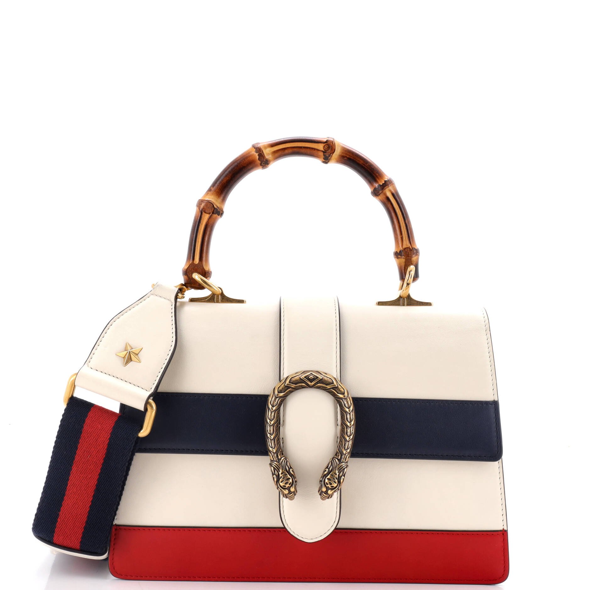 Dionysus Bamboo Top Handle Bag Colorblock Leather Medium