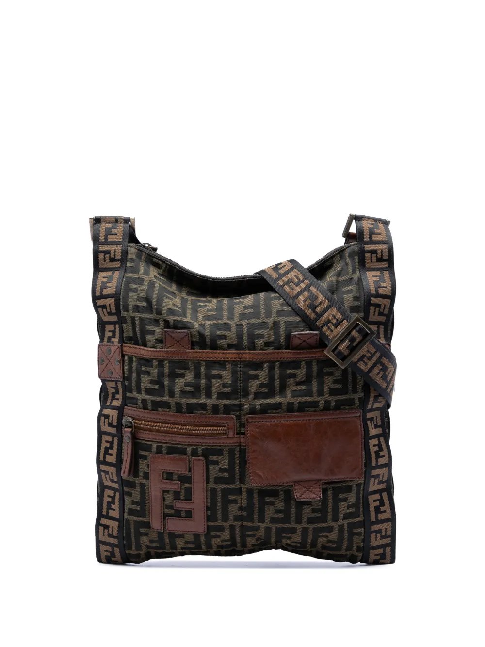 2000-2010 Zucca Canvas FF Flat Messenger Bag crossbody bag