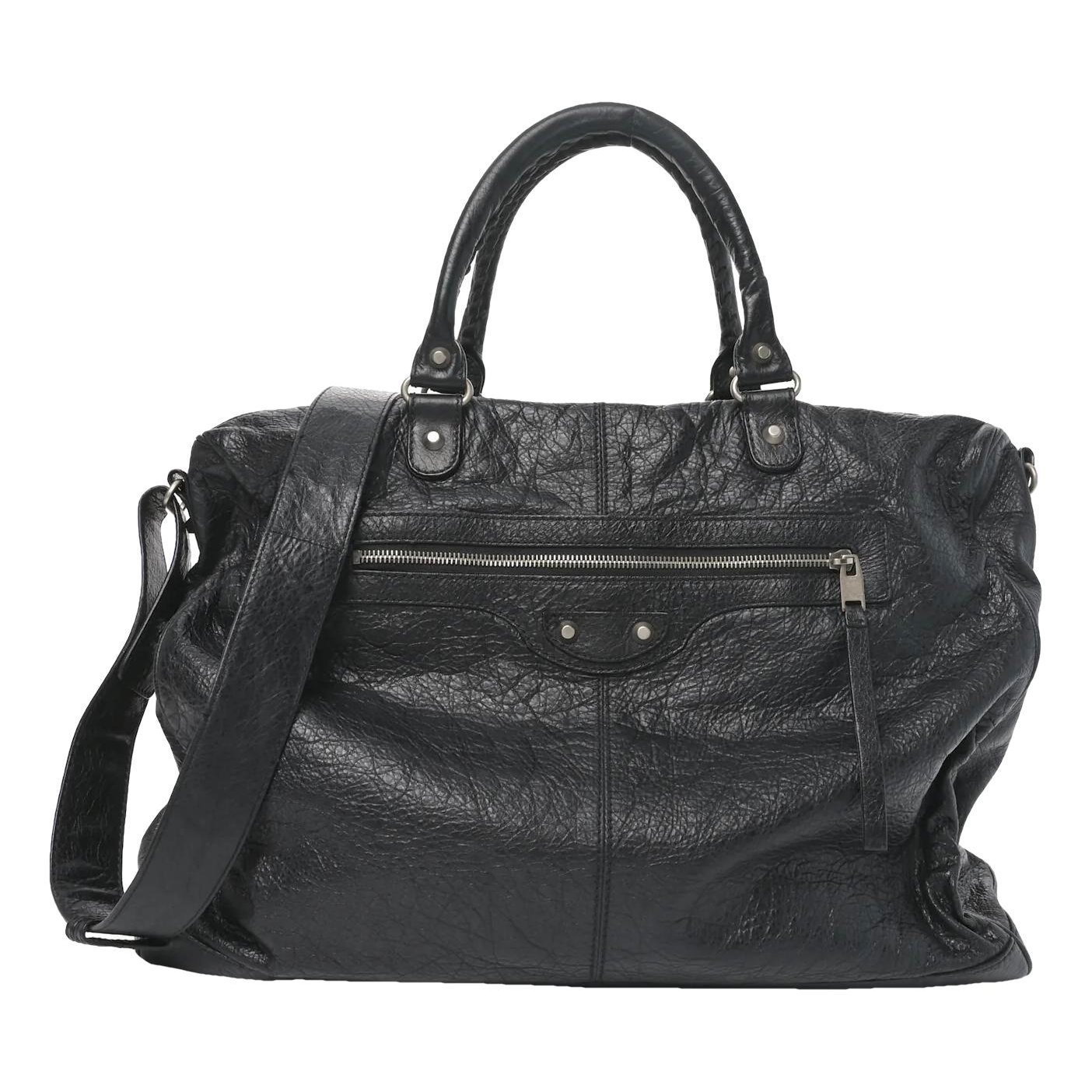 Weekender leather handbag