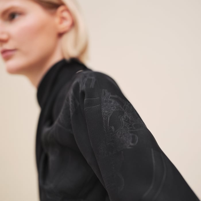 Noir "Jacquard En Desordre" Ascot Collar Blouse