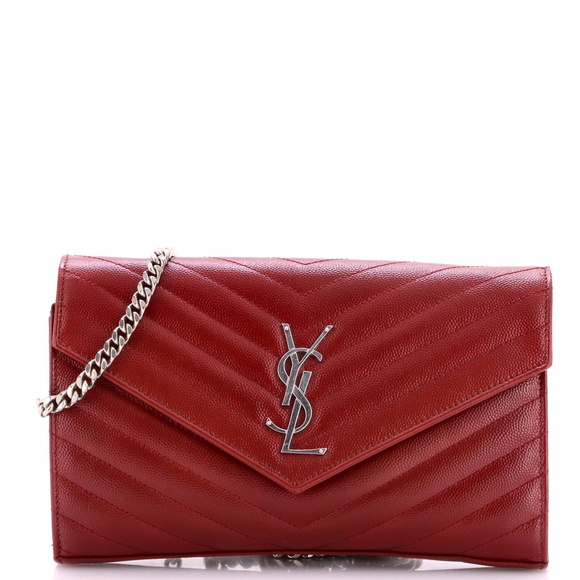 Classic Monogram Wallet on Chain Matelasse Chevron Leather Medium