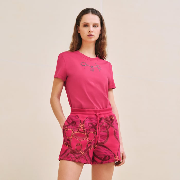 Rose Canneberge "Eperon d'Or Bandana" Shorts