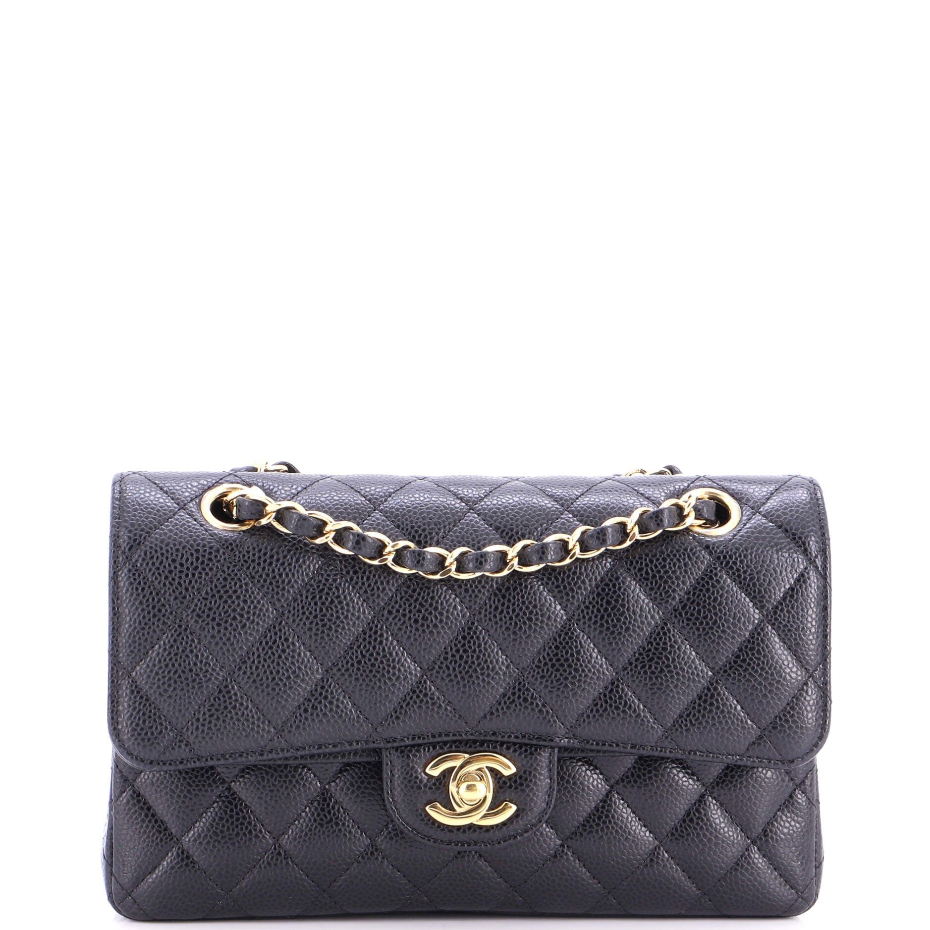Classic Double Flap Bag Quilted Caviar Small