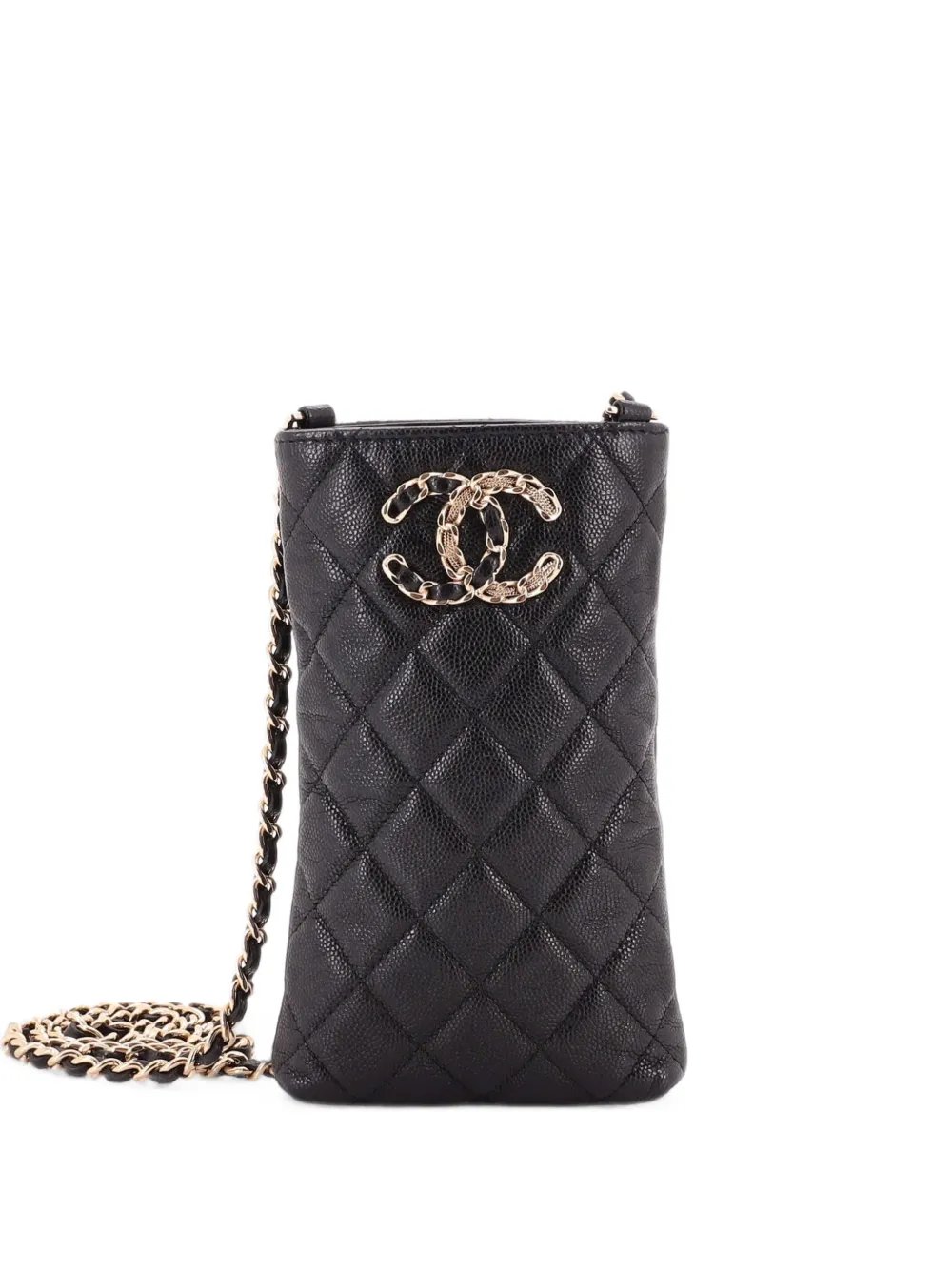 French New Wave Phone Holder Crossbody Bag Quilted Caviar clutch bag