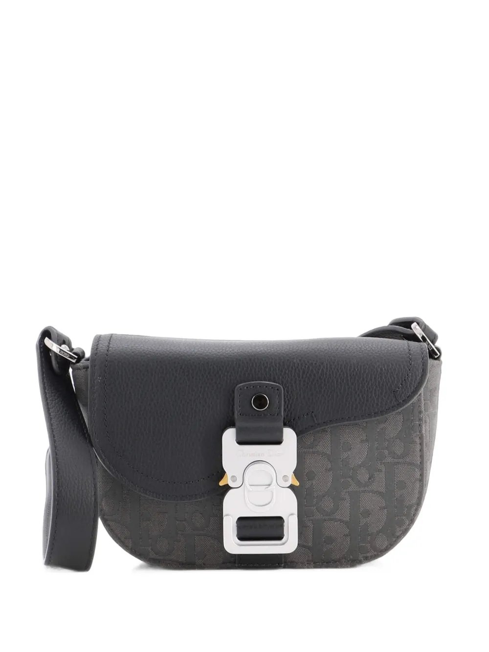 Saddle Buckle Flap Messenger Bag Oblique Canvas and Leather Mini crossbody bag
