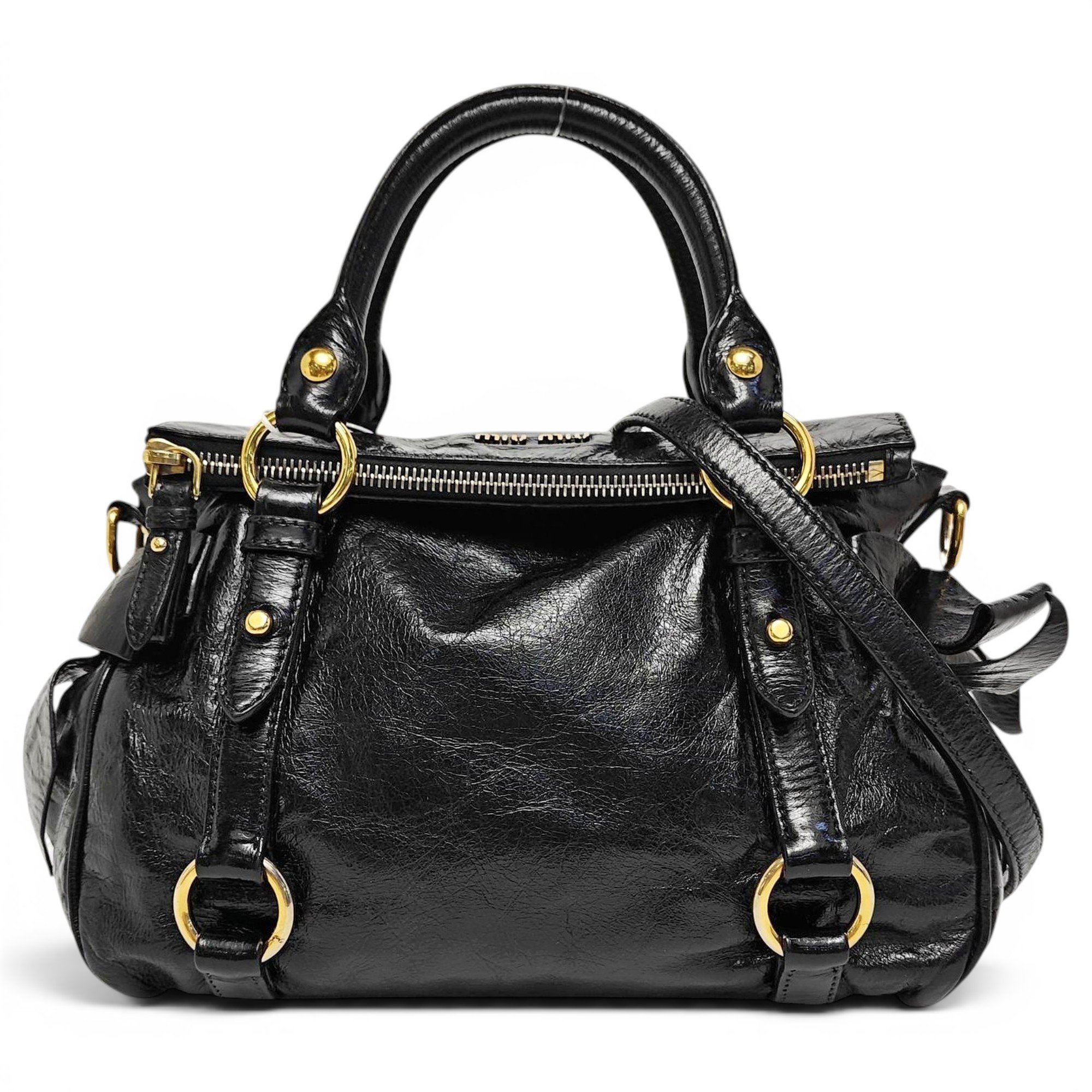 Bow bag leather handbag