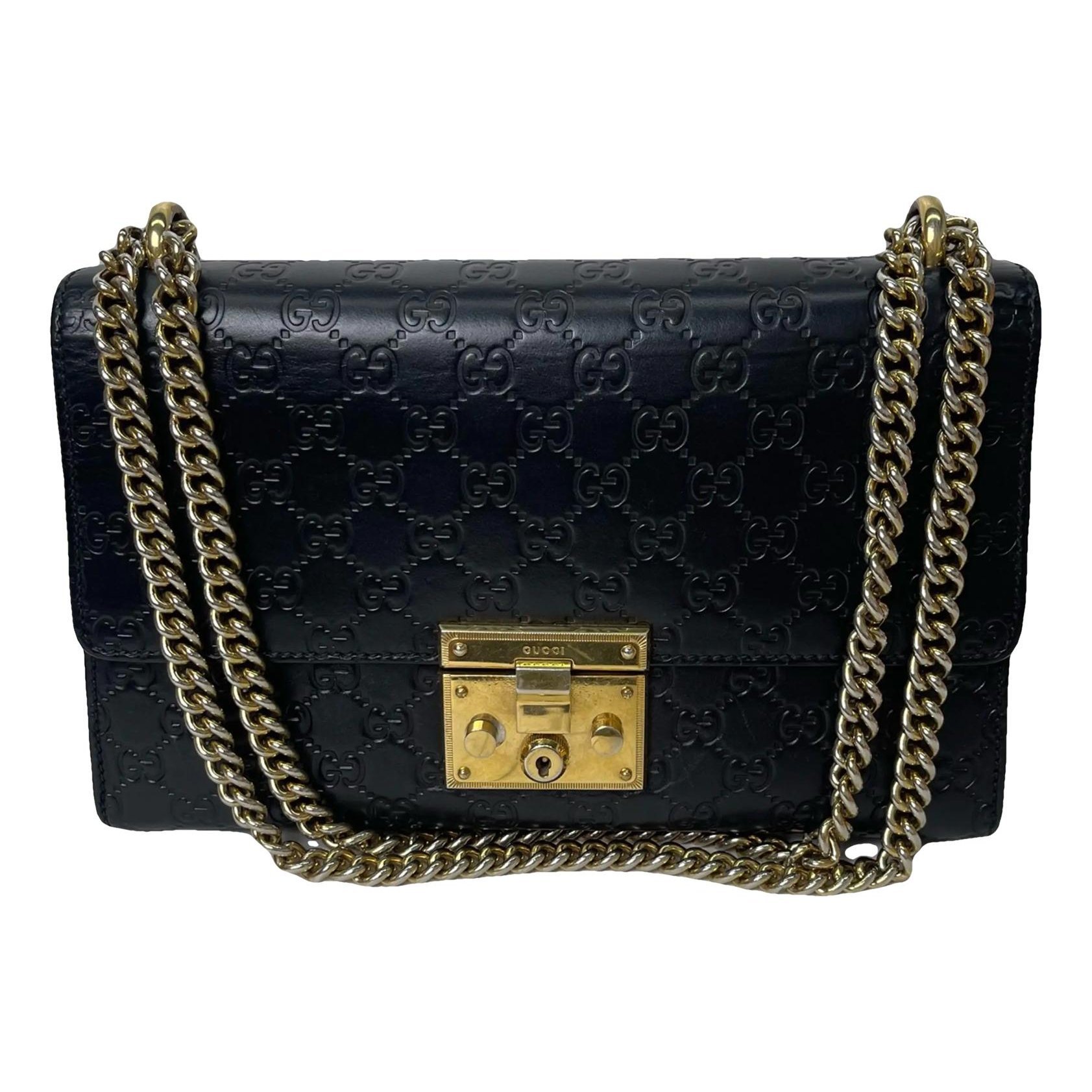Padlock leather handbag