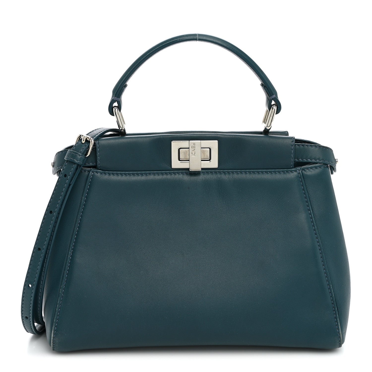 Fendi Nappa Mini Peekaboo Iconic Satchel Blue