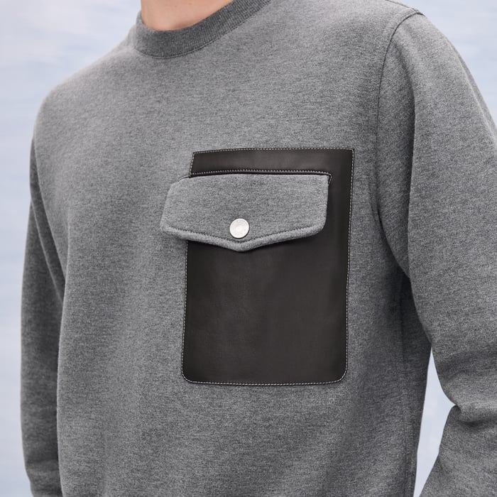 Gris "Empreintes Sellier Cuir" Crewneck Sweater