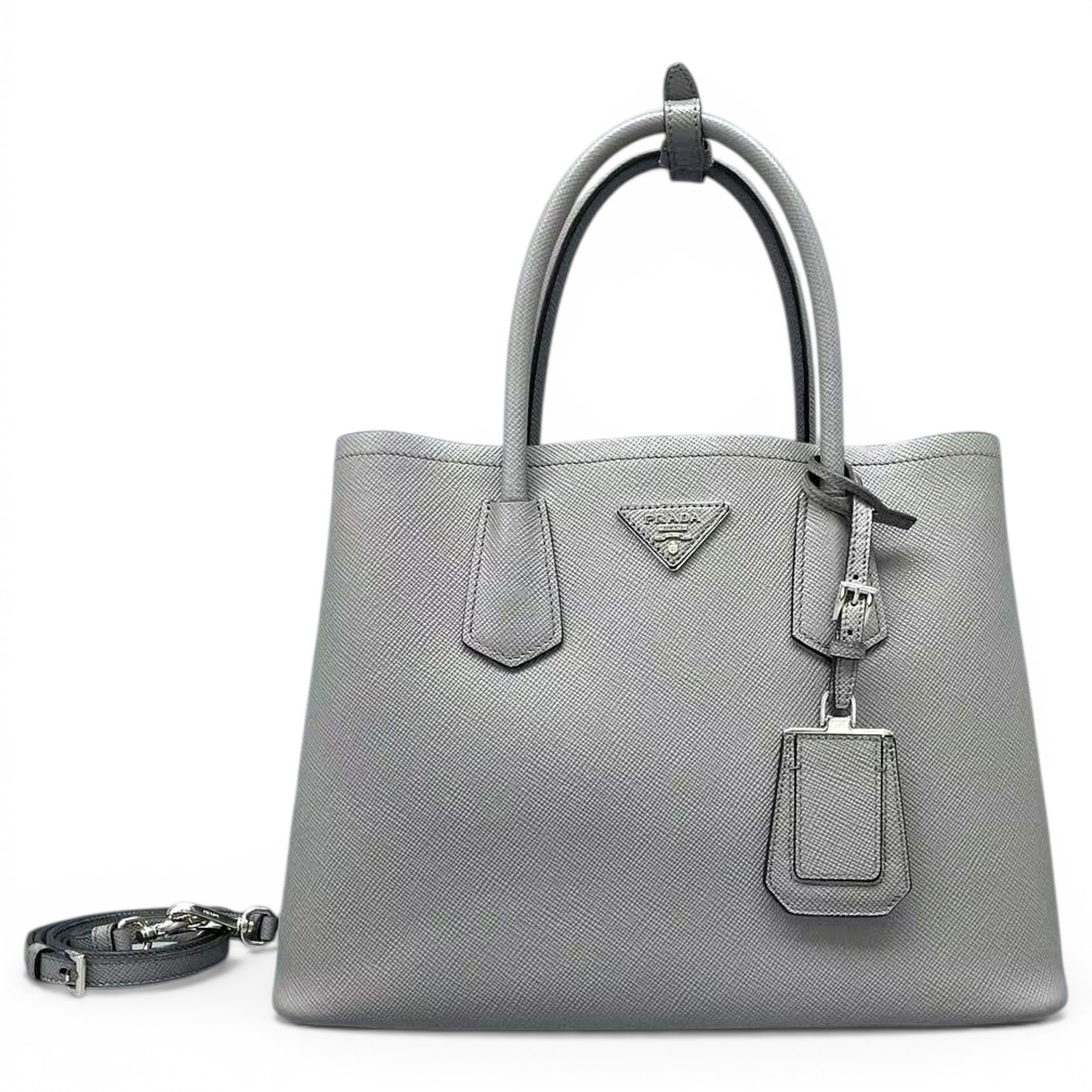 Double leather handbag