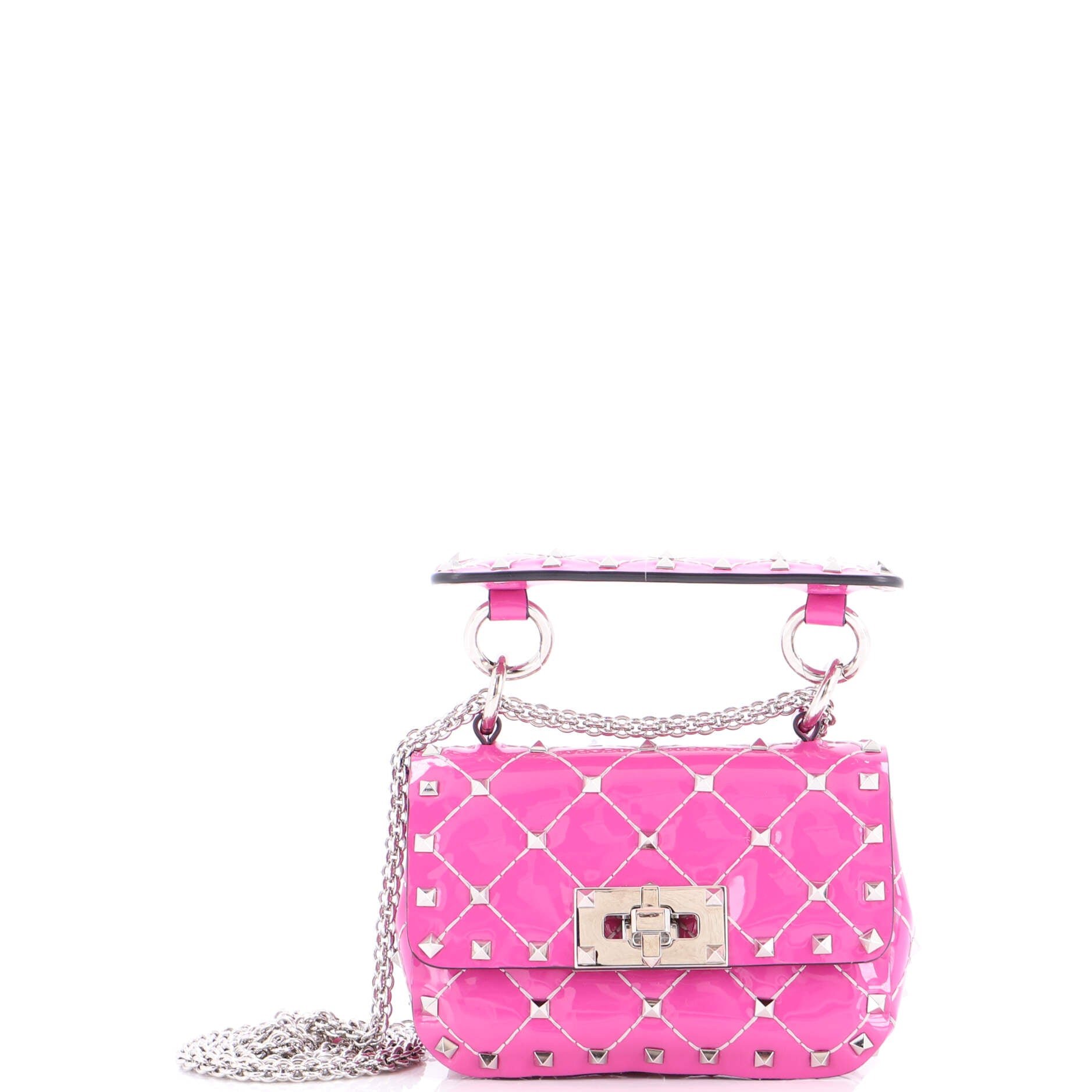 Valentino Garavani Rockstud Spike Flap Bag Quilted Patent Micro