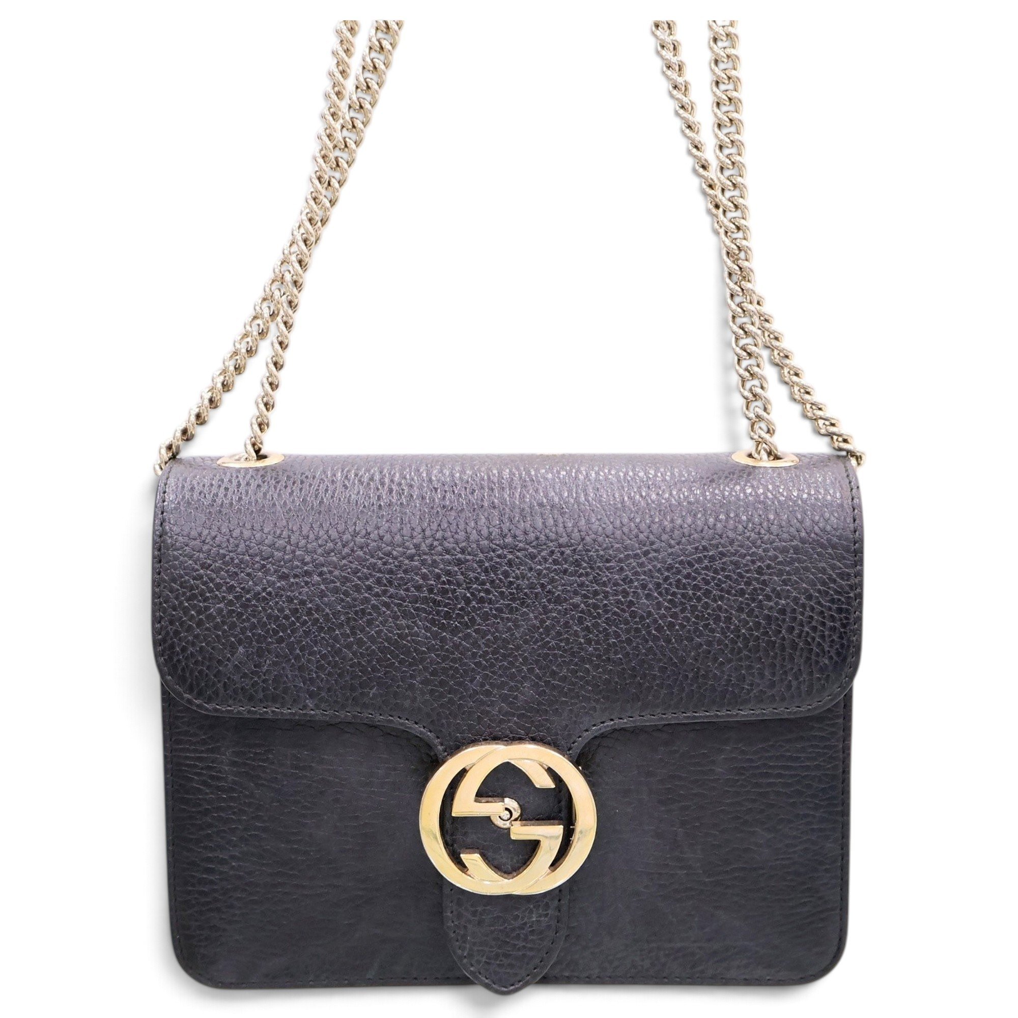 Interlocking leather handbag