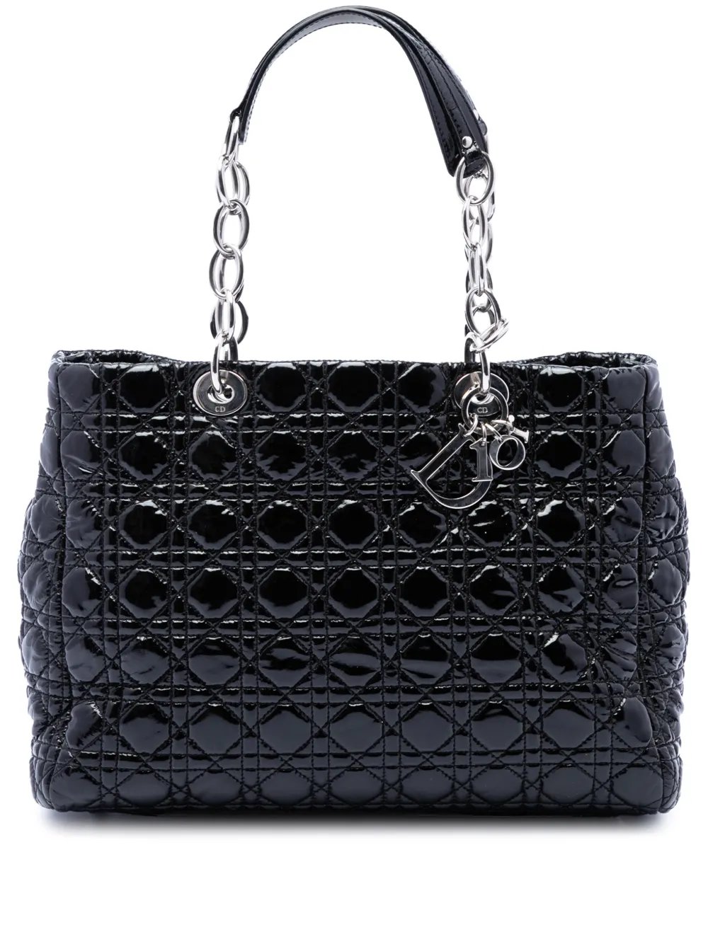 2012 Large Patent Cannage Lady Dior Soft Shopping tote bag