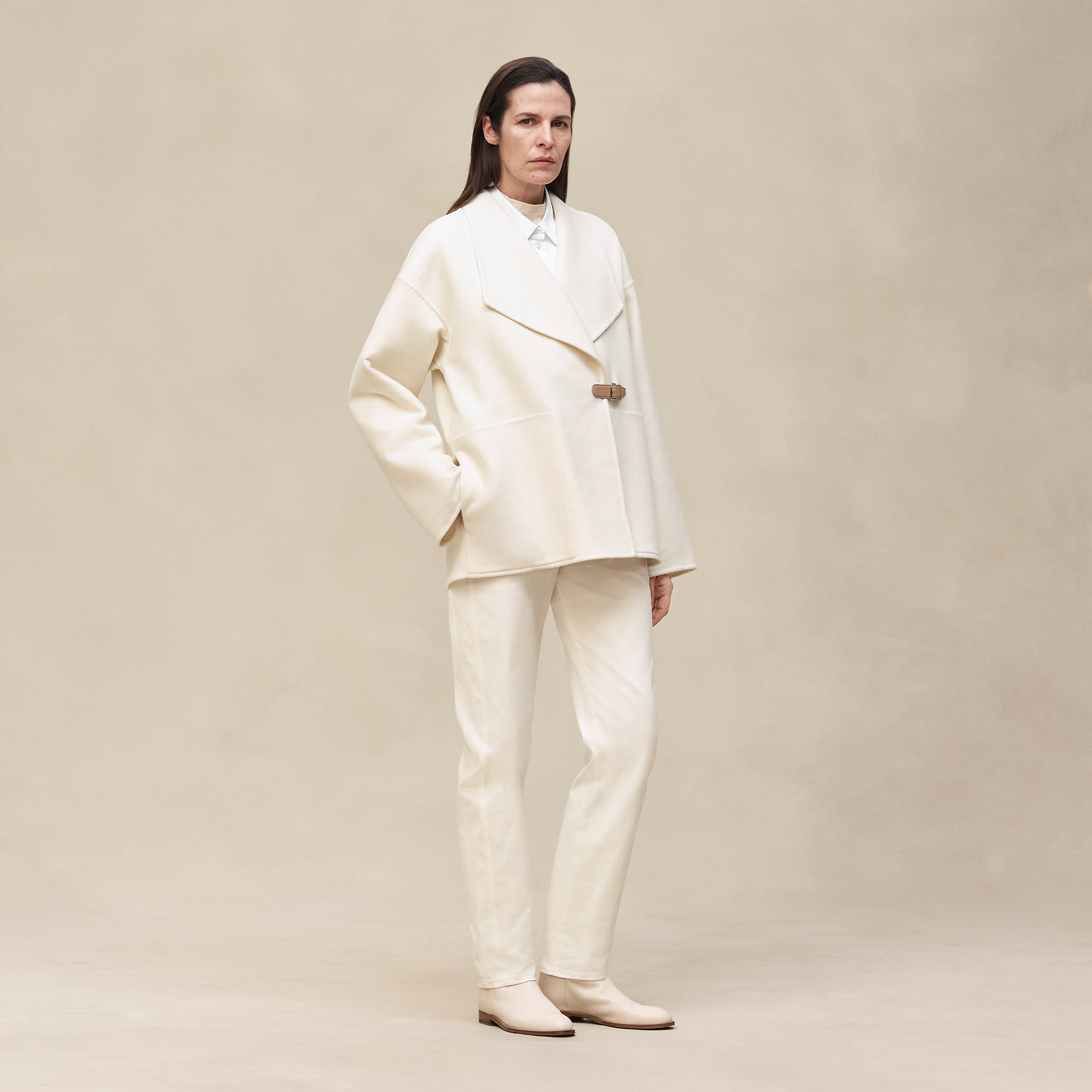 Cashmere coat with shawl collar