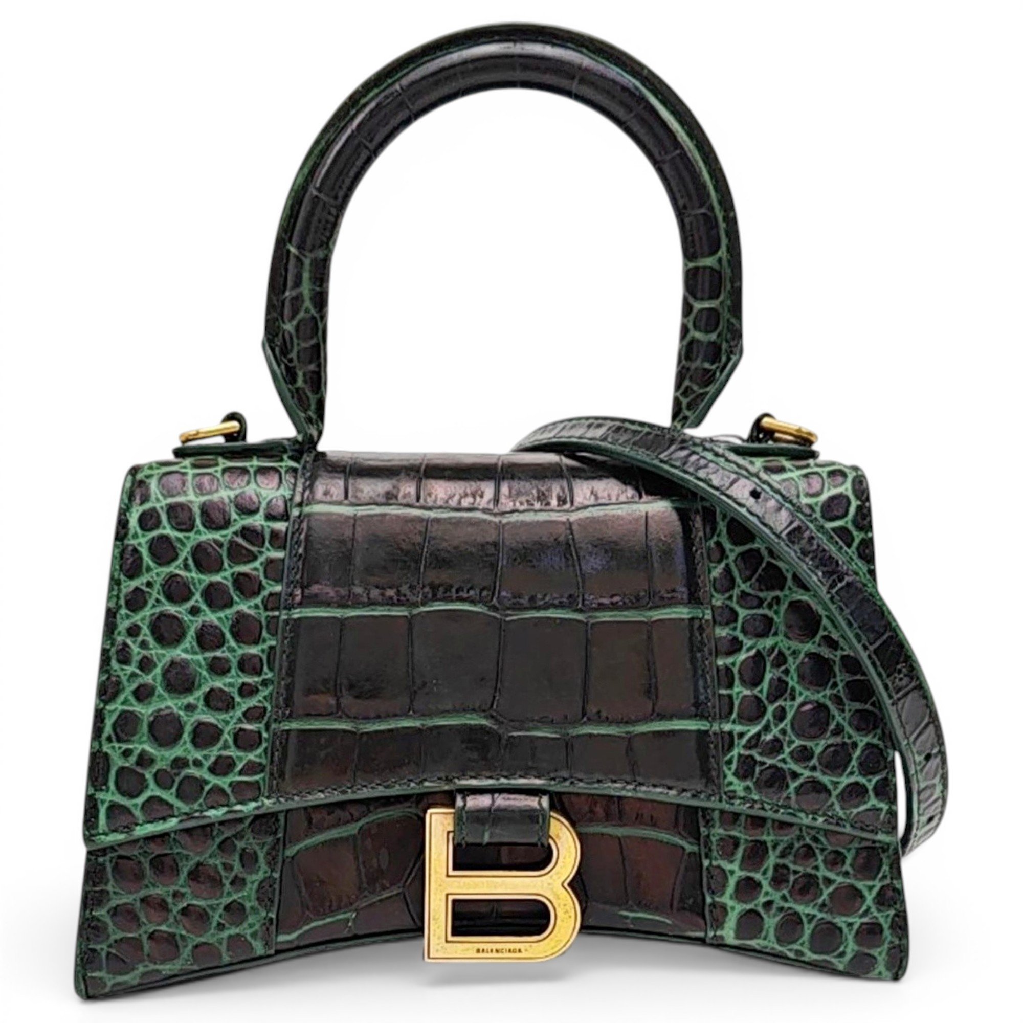 Hourglass leather handbag