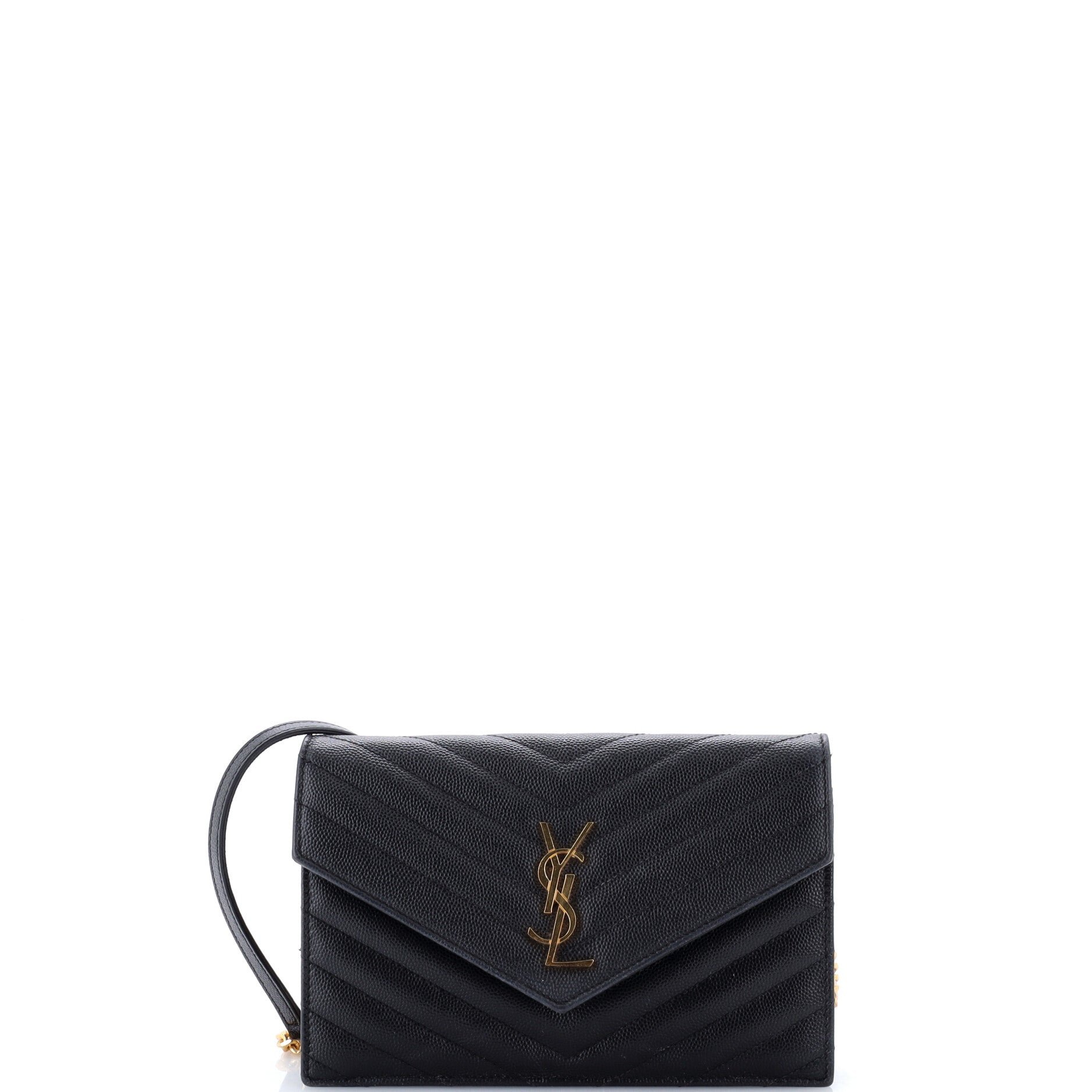 Classic Monogram Wallet on Chain Matelasse Chevron Leather Small