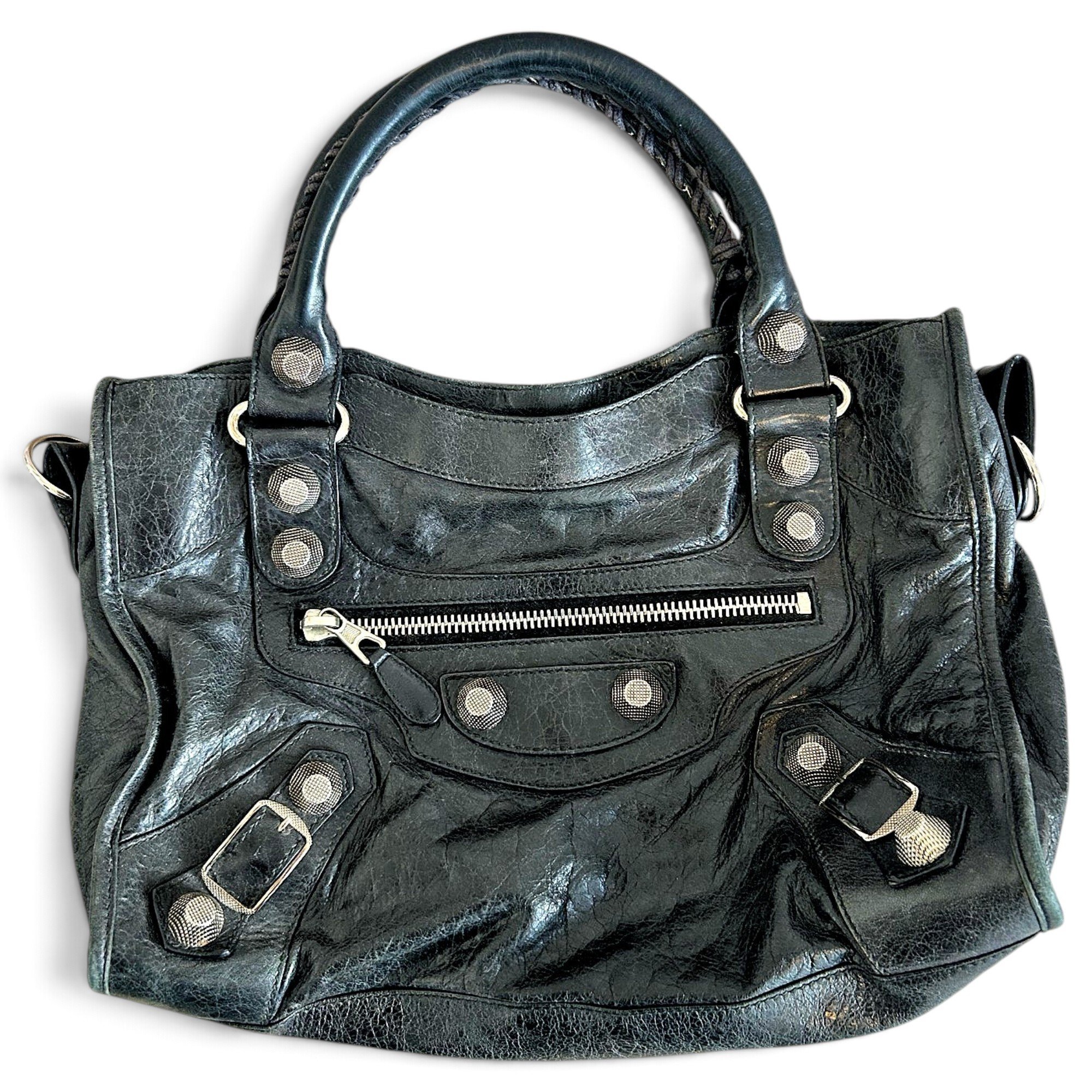 City leather handbag