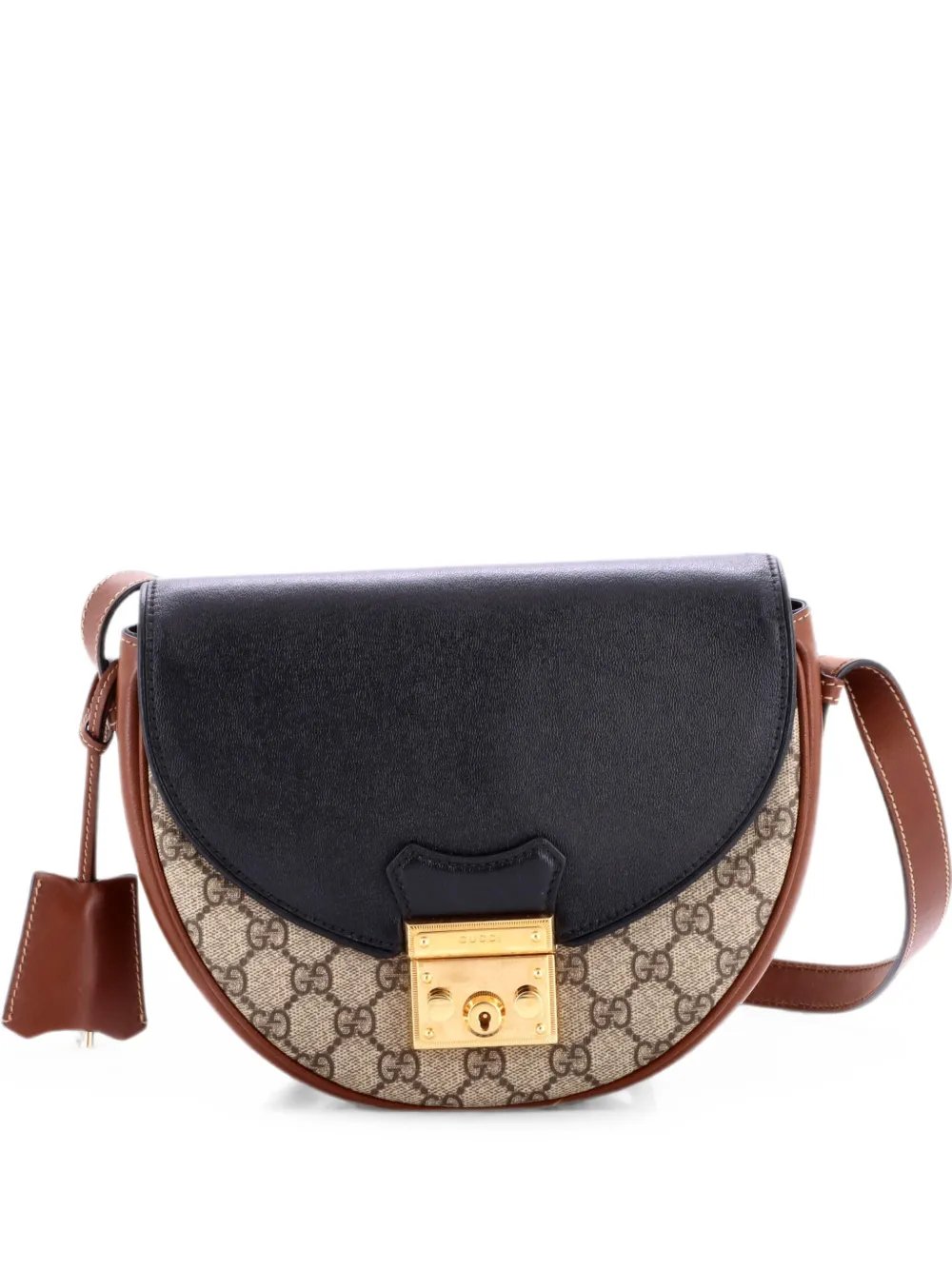 Padlock Saddle Shoulder Bag GG Coated Canvas and Leather Small crossbody bag