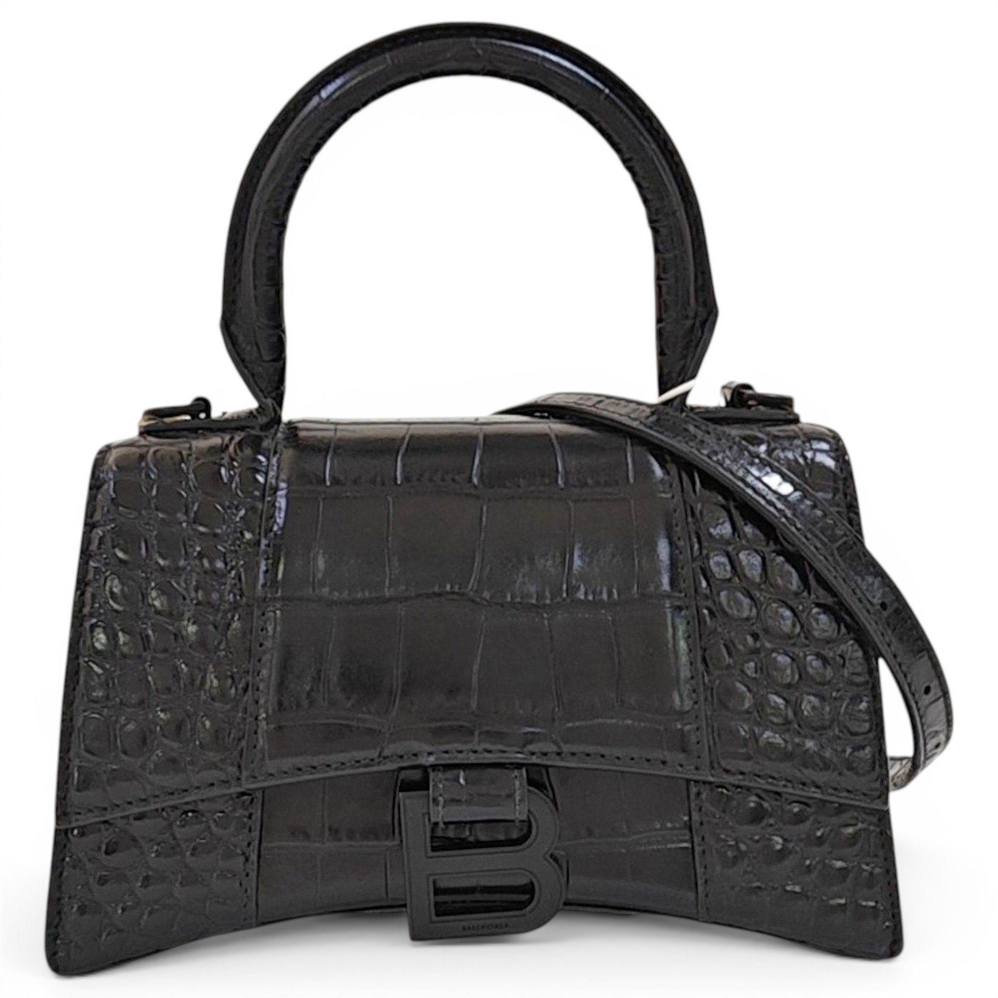 Hourglass leather handbag