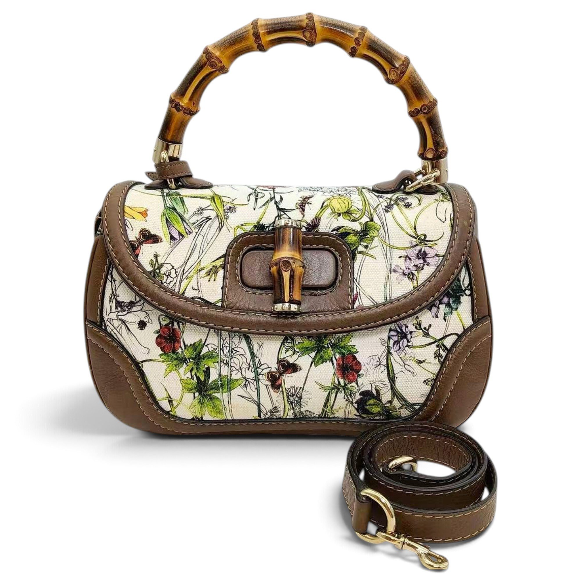 Convertible Bamboo Top Handle leather handbag