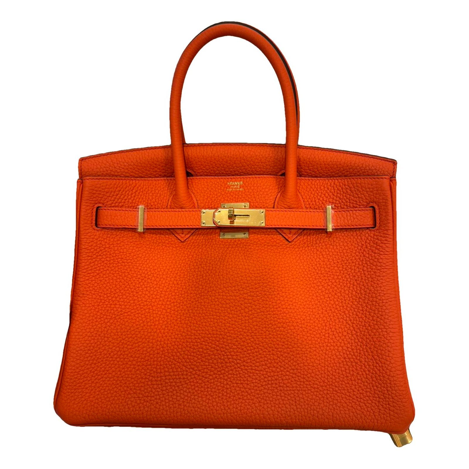 Hermes Birkin 30 Handbag Orange Togo Leather