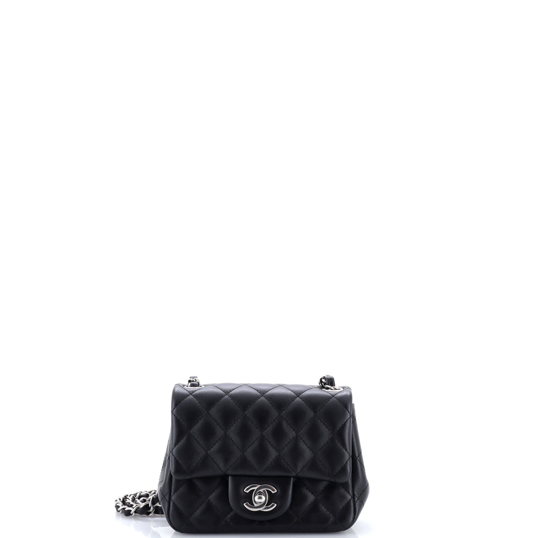 Square Classic Single Flap Bag Quilted Lambskin Mini