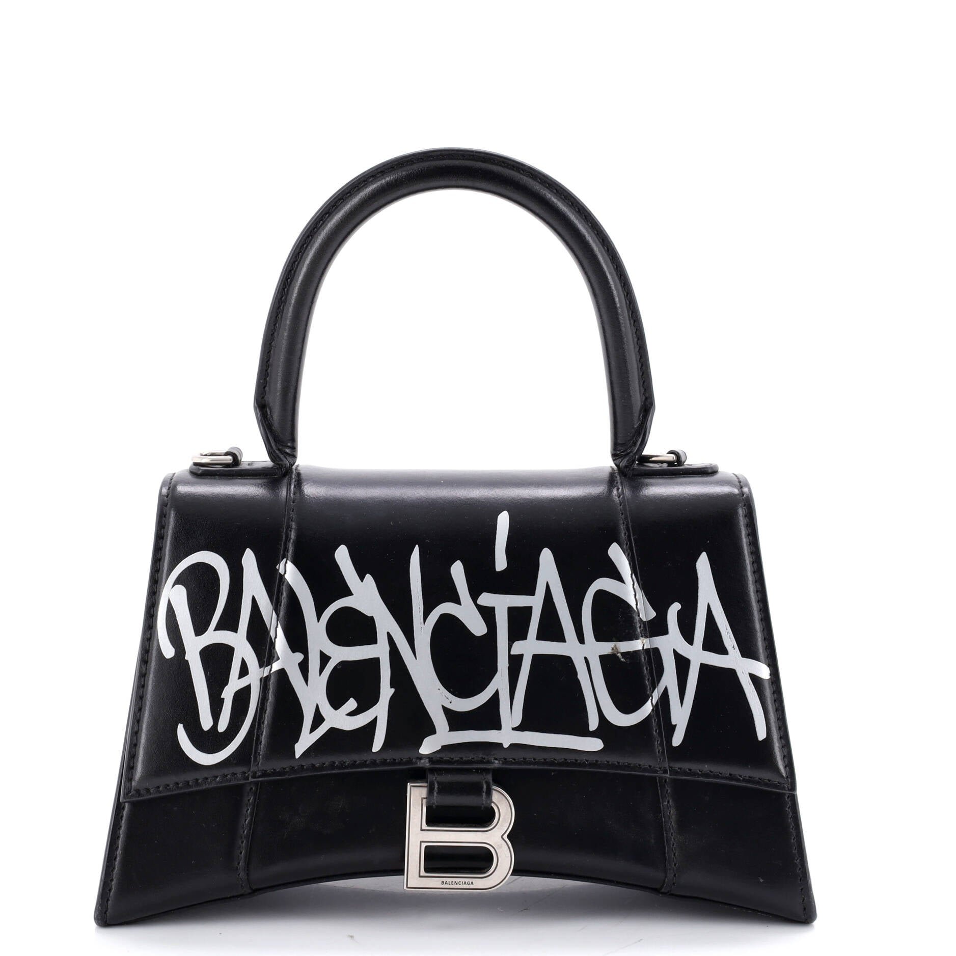 Balenciaga Graffiti Hourglass Top Handle Bag Leather Small