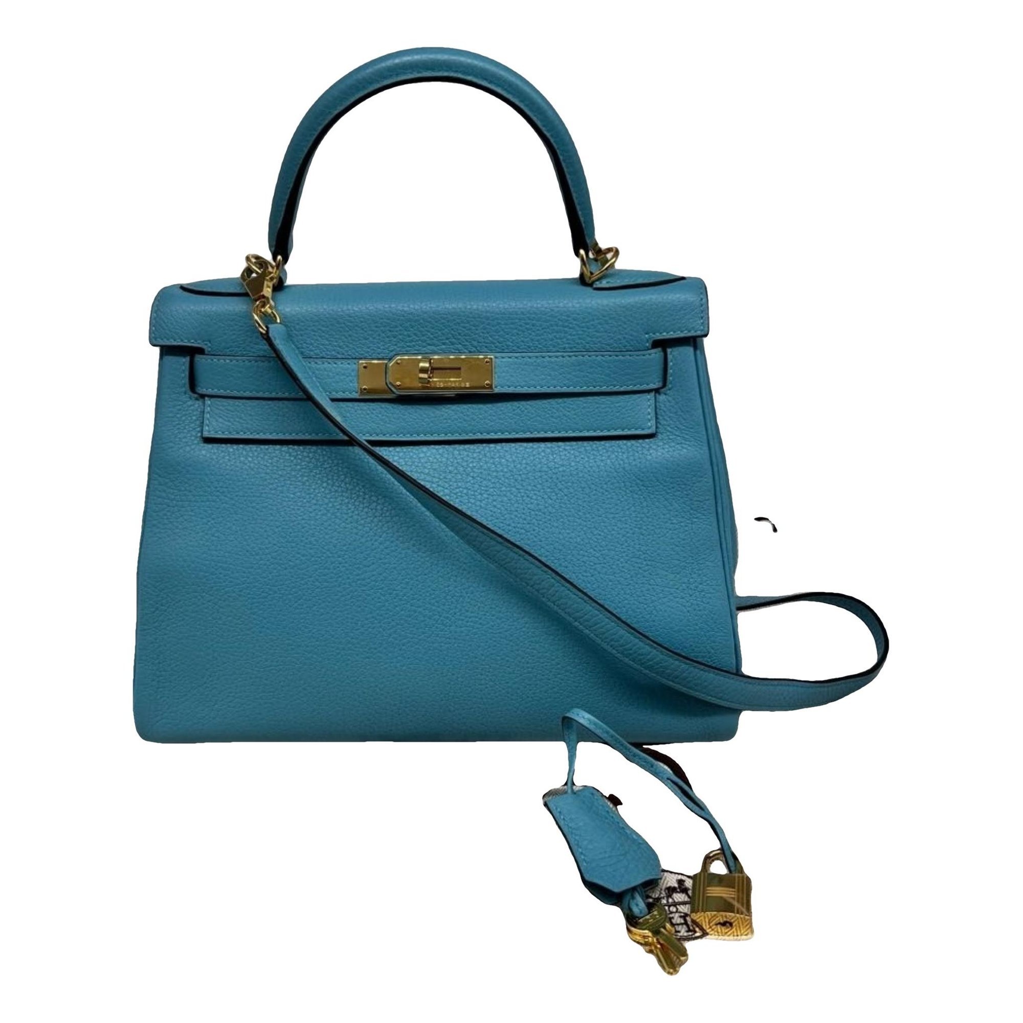 Hermes Kelly 28 Handbag Ciel Togo Leather