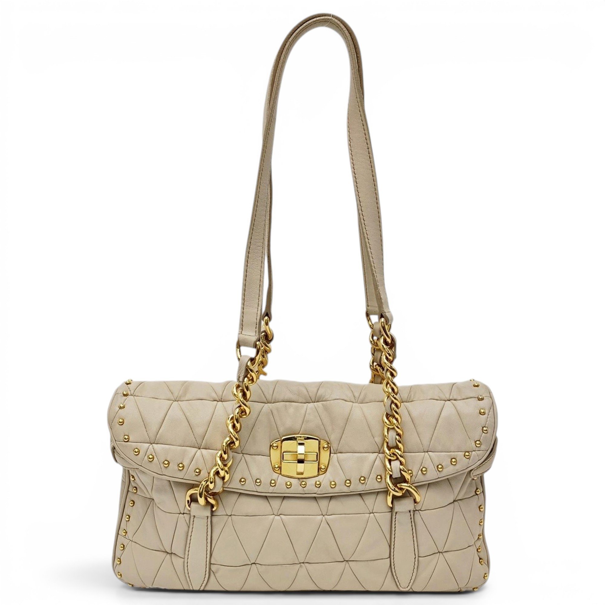 Miu Crystal leather handbag