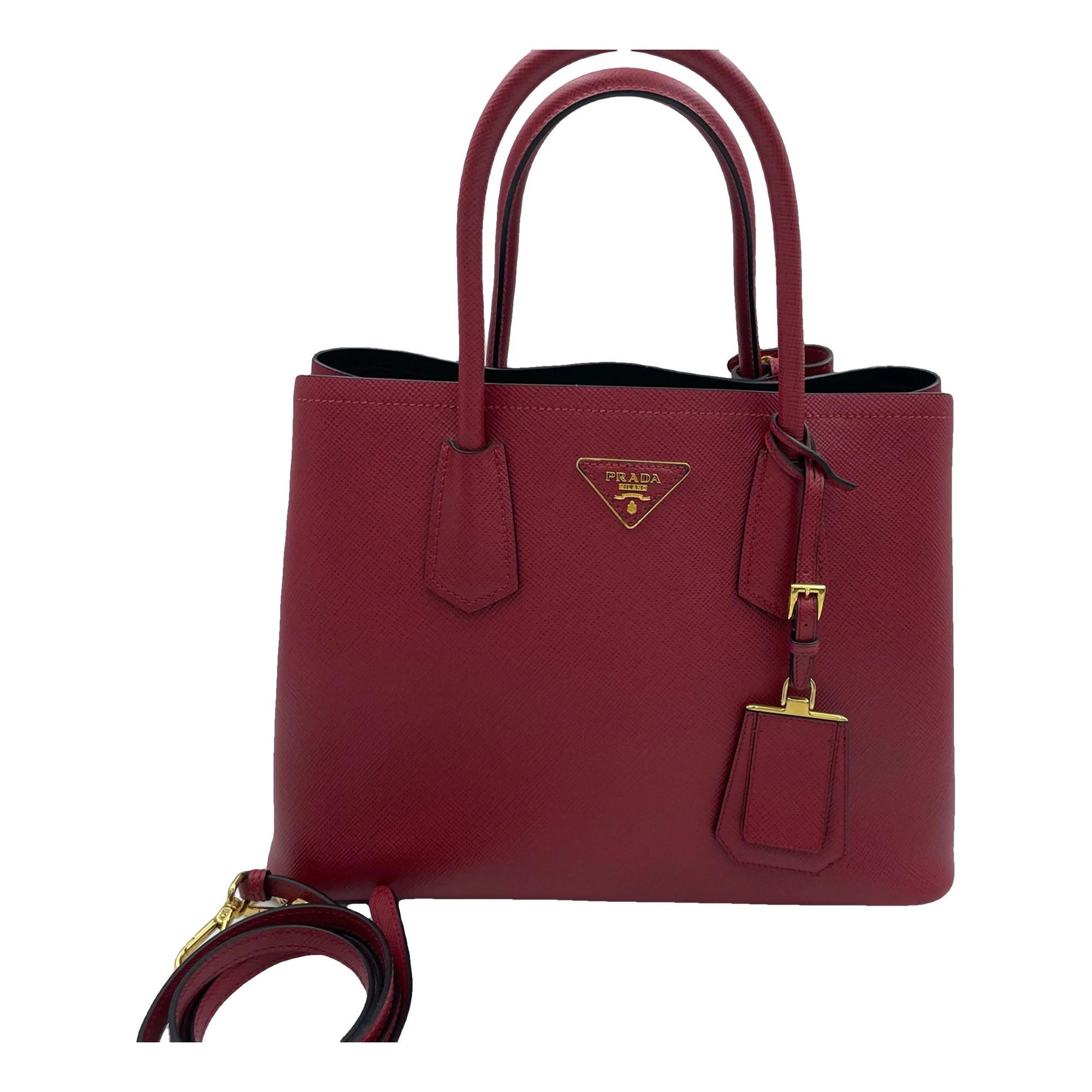 Double leather handbag