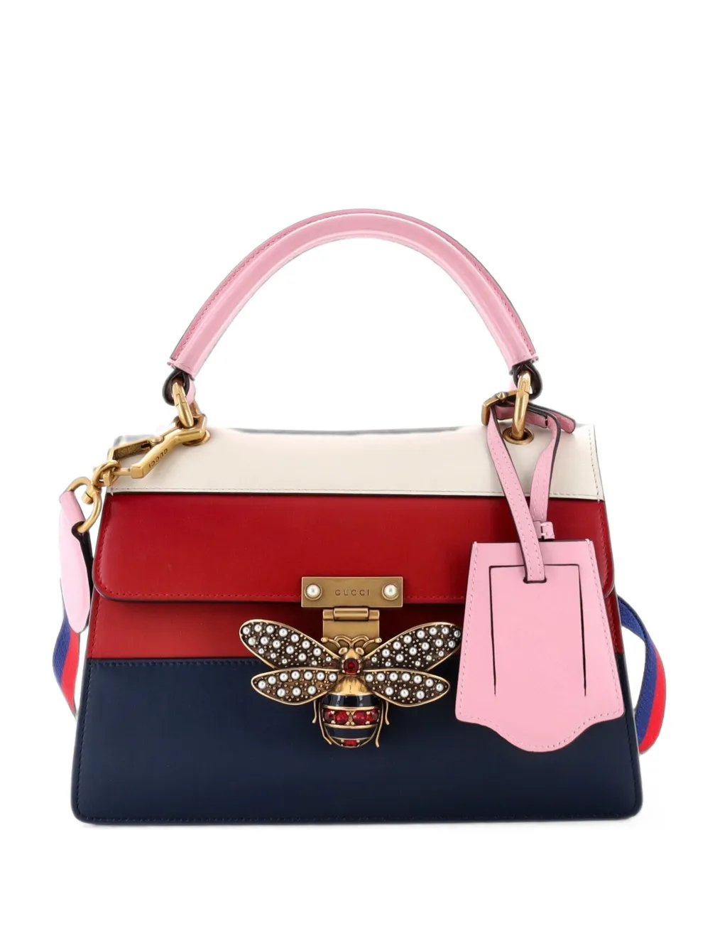Queen Margaret Top Handle Bag Colorblock Leather Small satchel