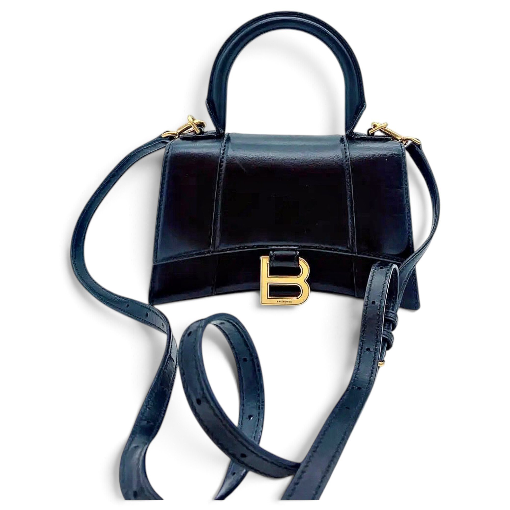 Hourglass leather handbag