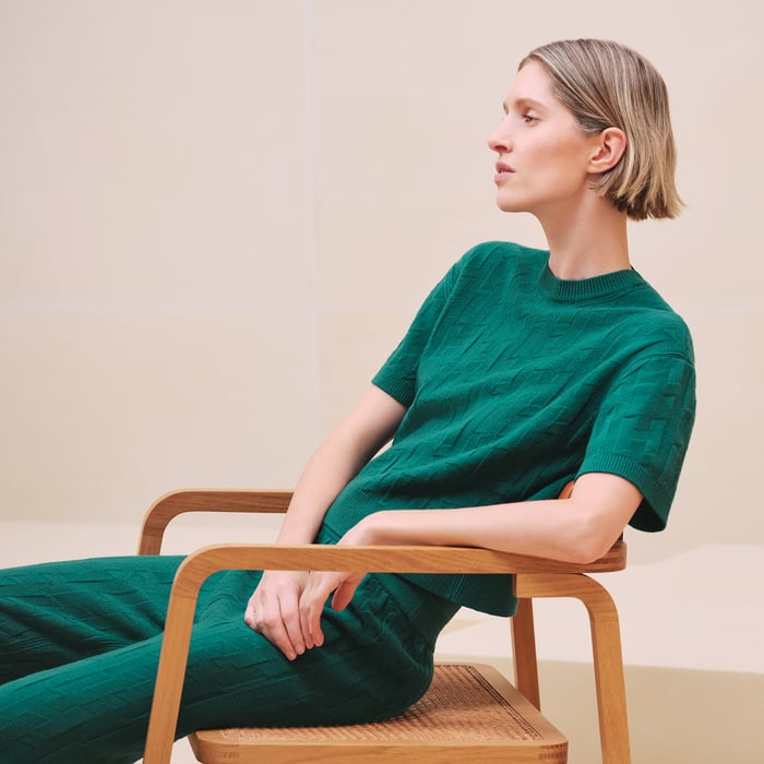 Vert Acanthe "H" Short-sleeve Sweater