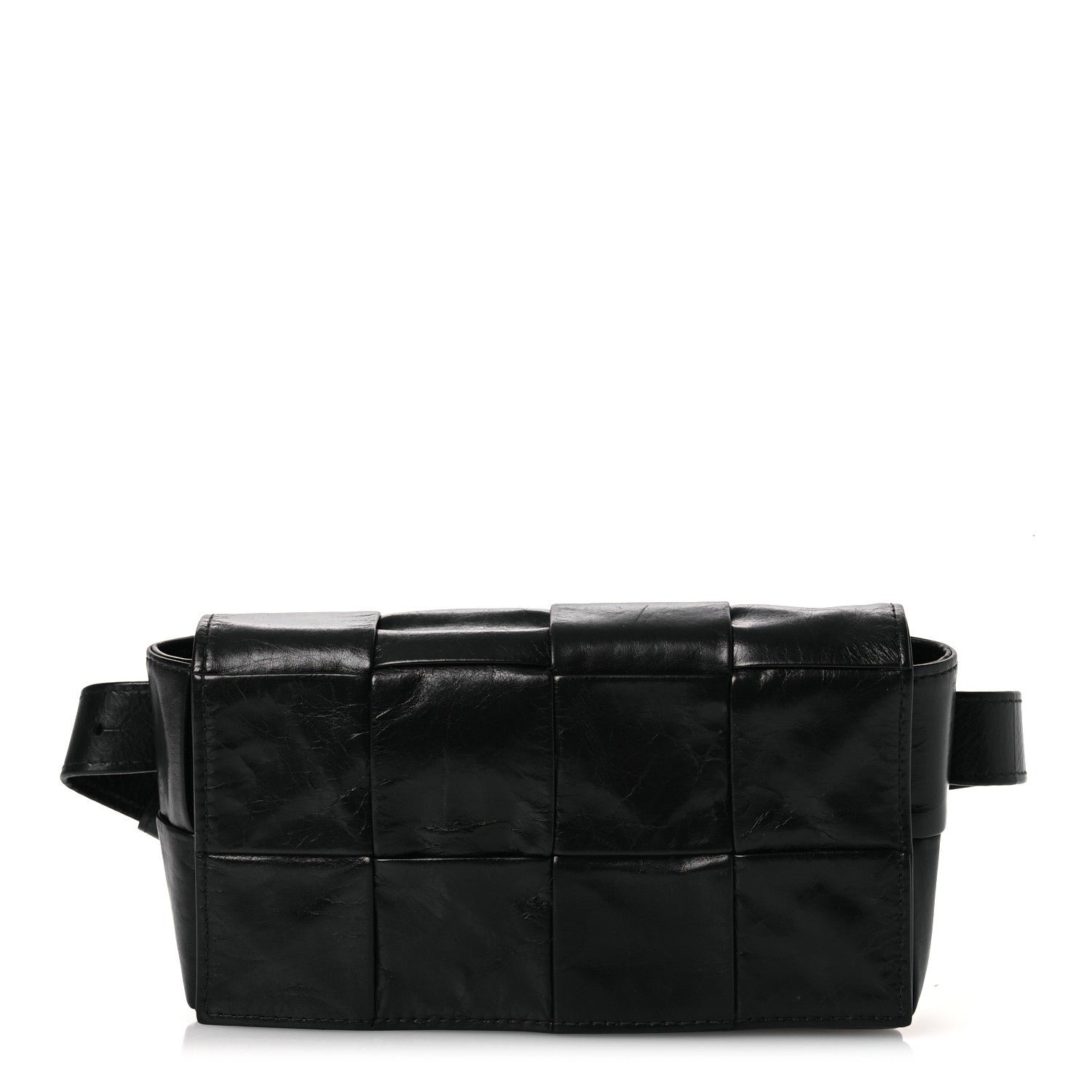 Bottega Veneta Paper Calfskin Maxi Intreccio The Belt Cassette Bag Black