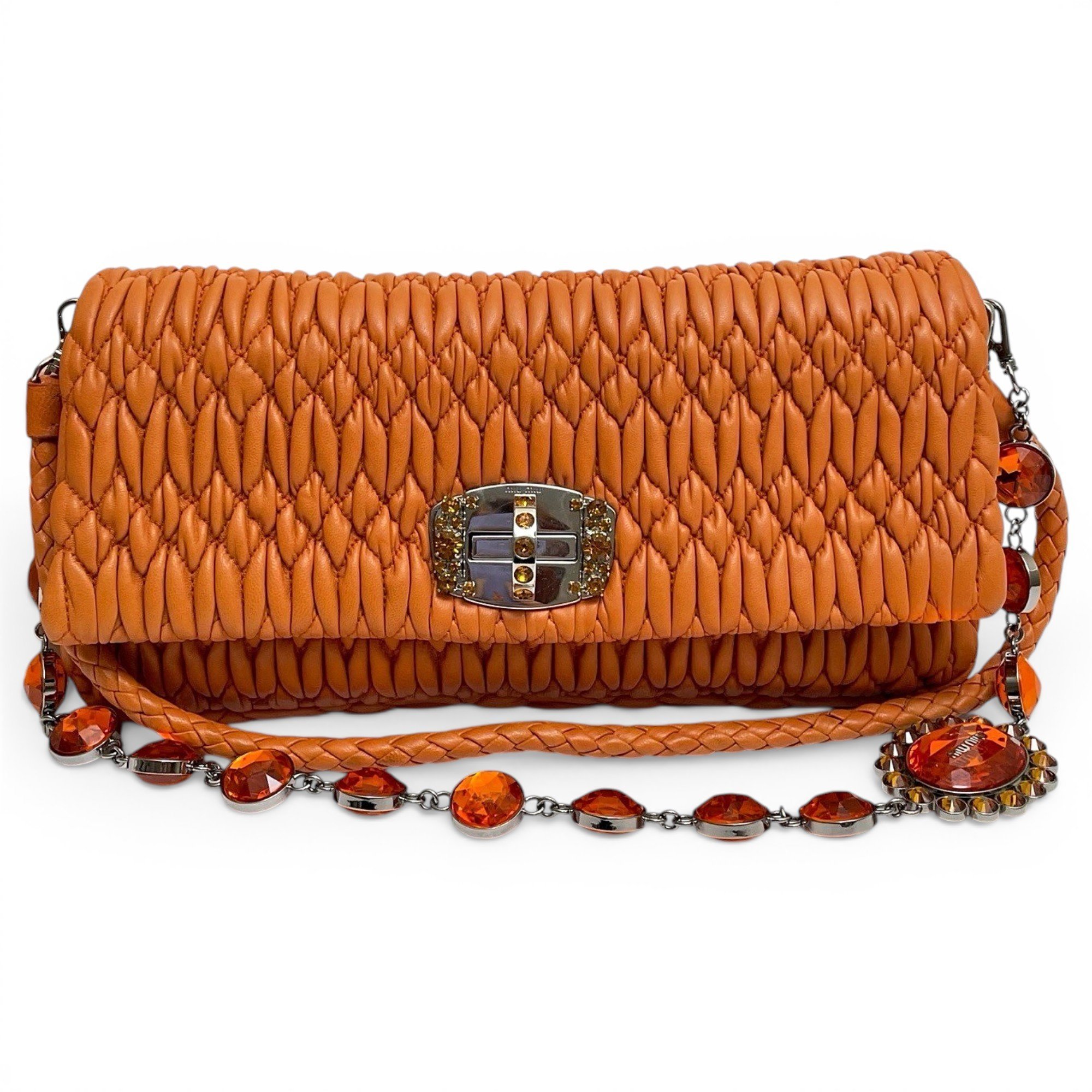 Miu Crystal leather handbag